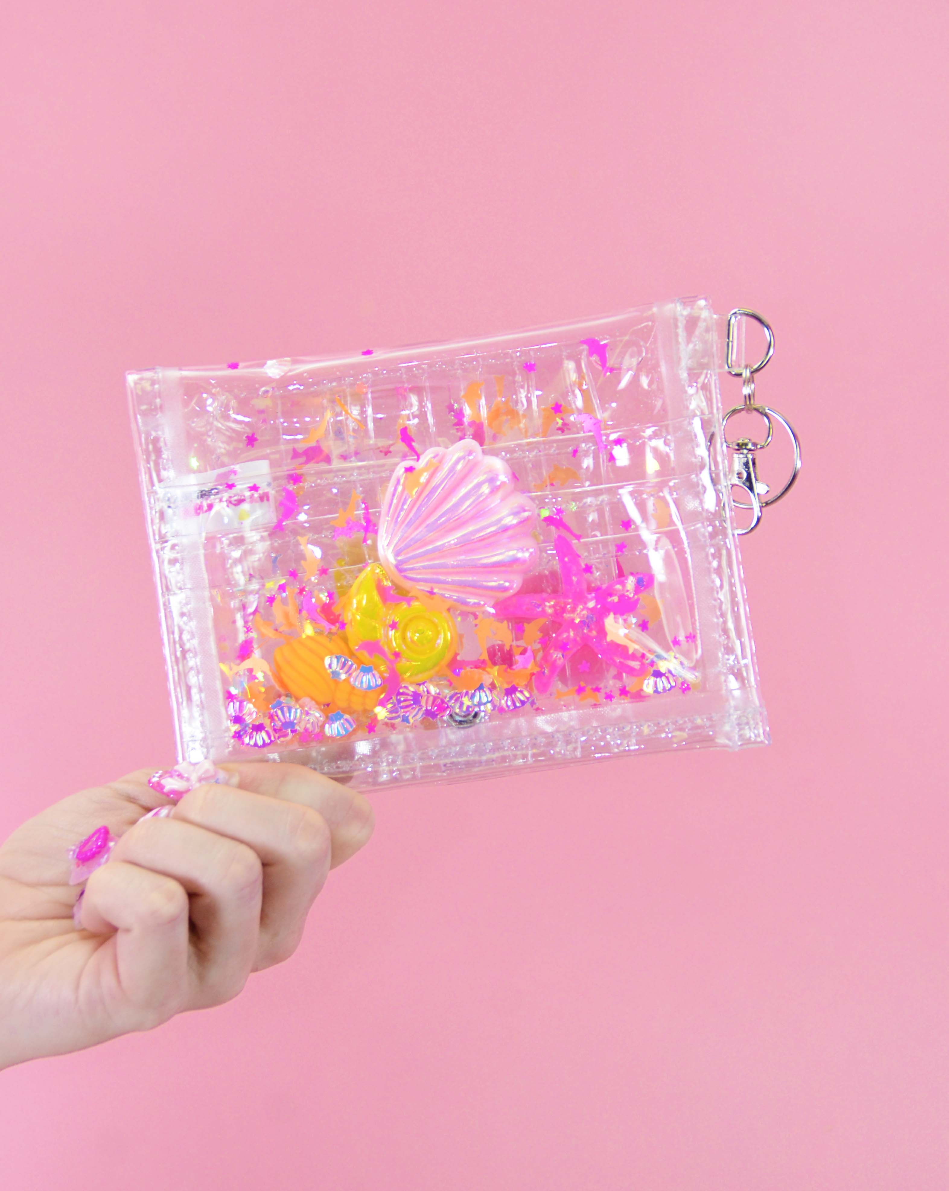 Liquid Glitter Mini Wallet – Malibu Mermaid - Electric Bubblegum