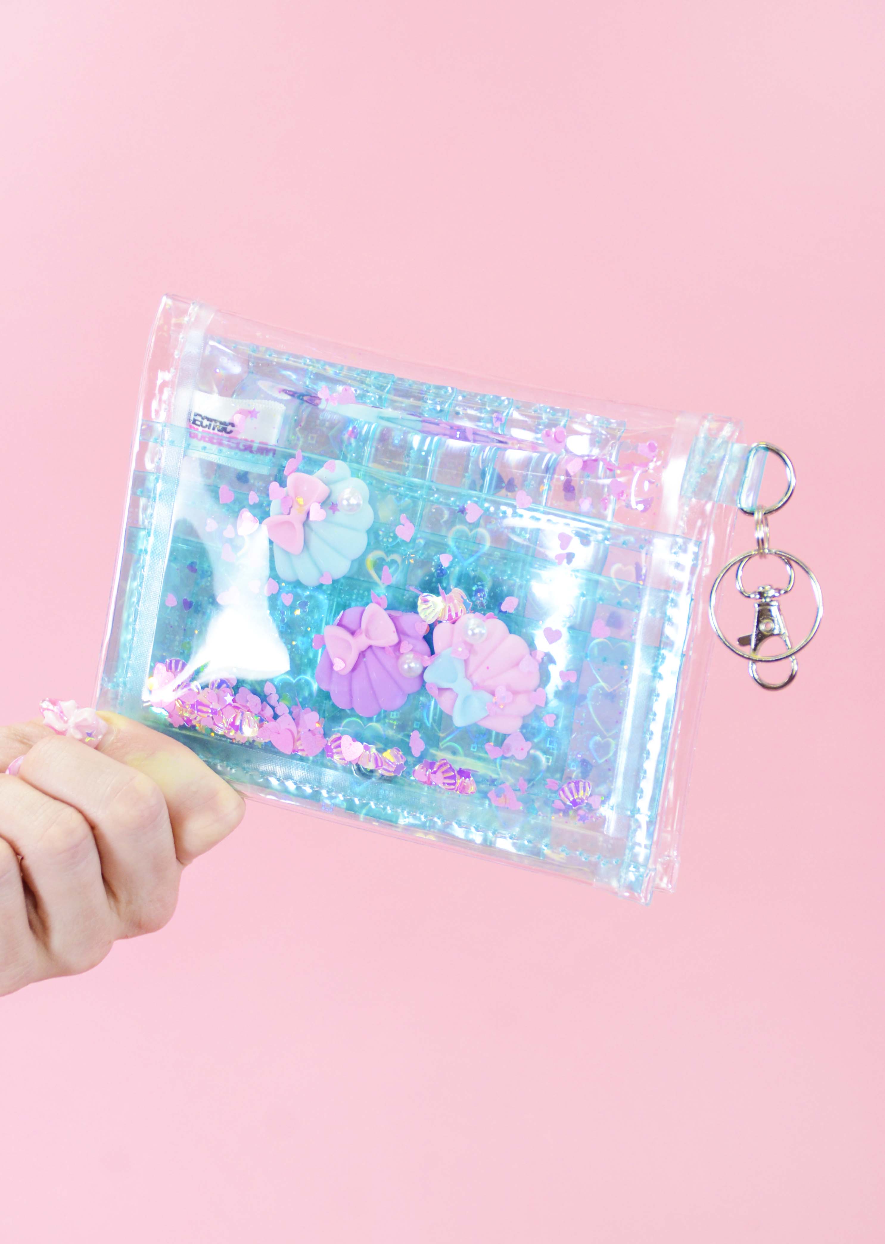 Liquid Glitter Mini Wallet – Pretty in Pearls - Electric Bubblegum