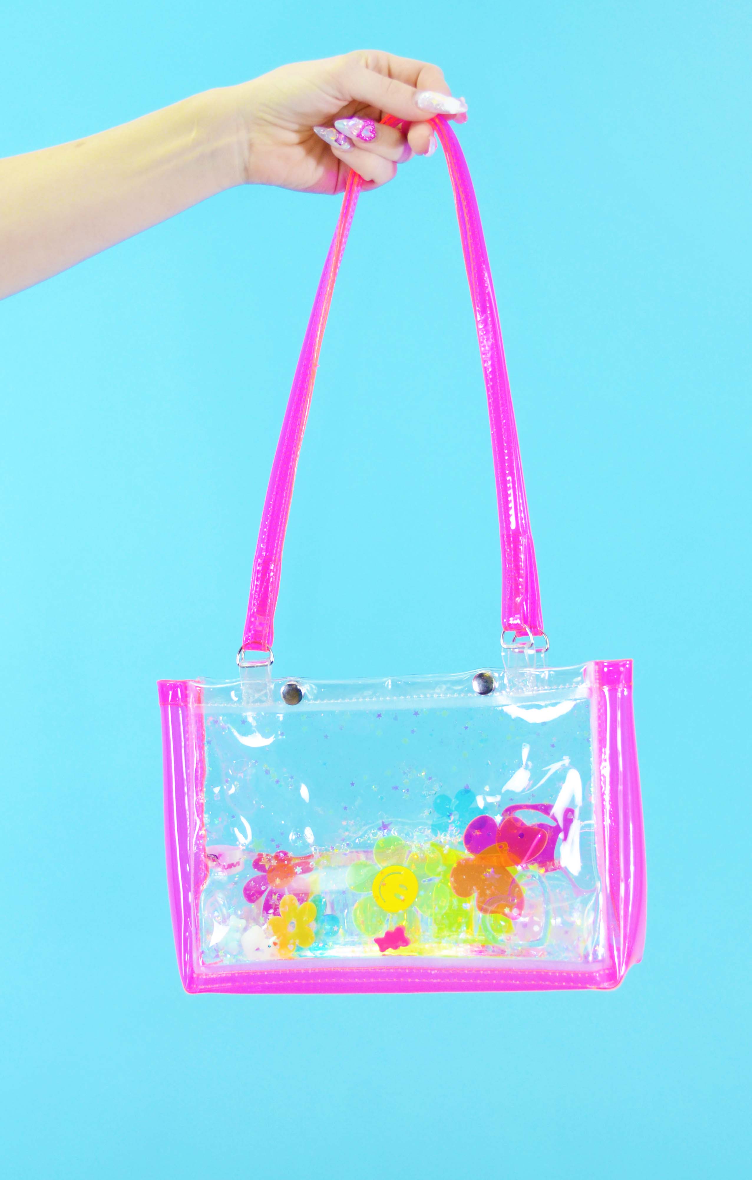 Liquid Glitter Snap Purse - Rainbow Rave - Electric Bubblegum