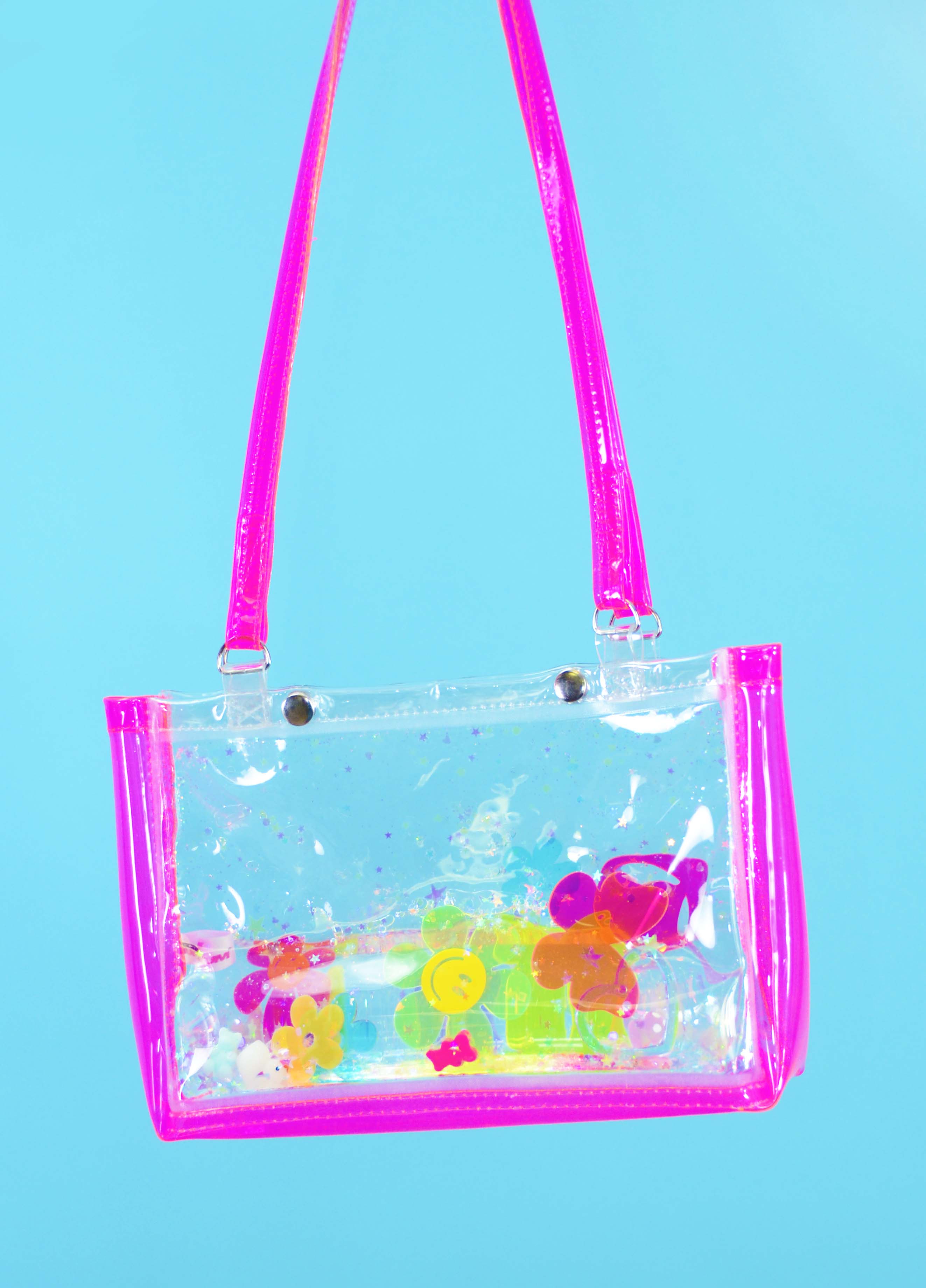 Liquid Glitter Snap Purse - Rainbow Rave - Electric Bubblegum