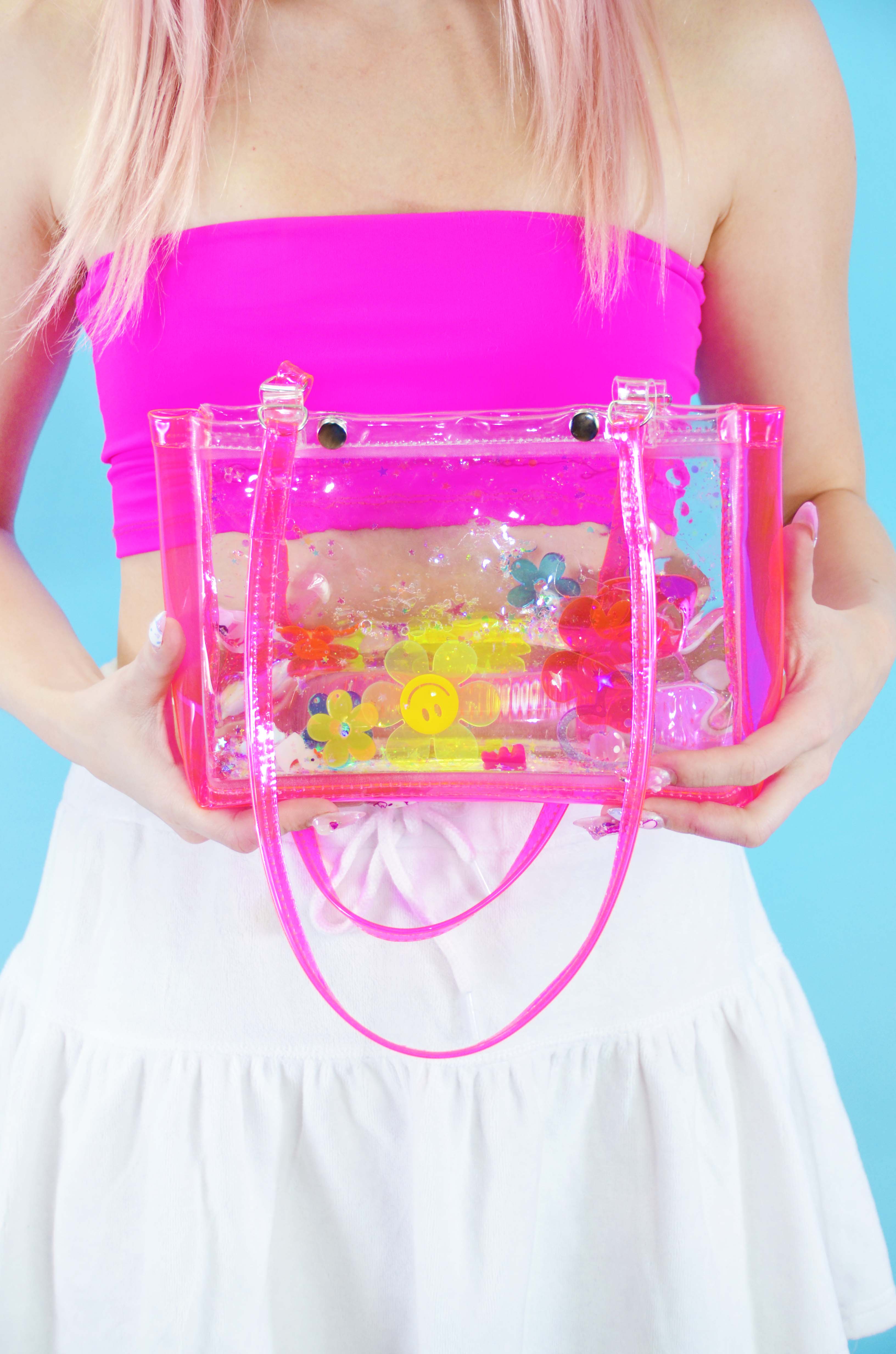 Liquid Glitter Snap Purse - Rainbow Rave - Electric Bubblegum