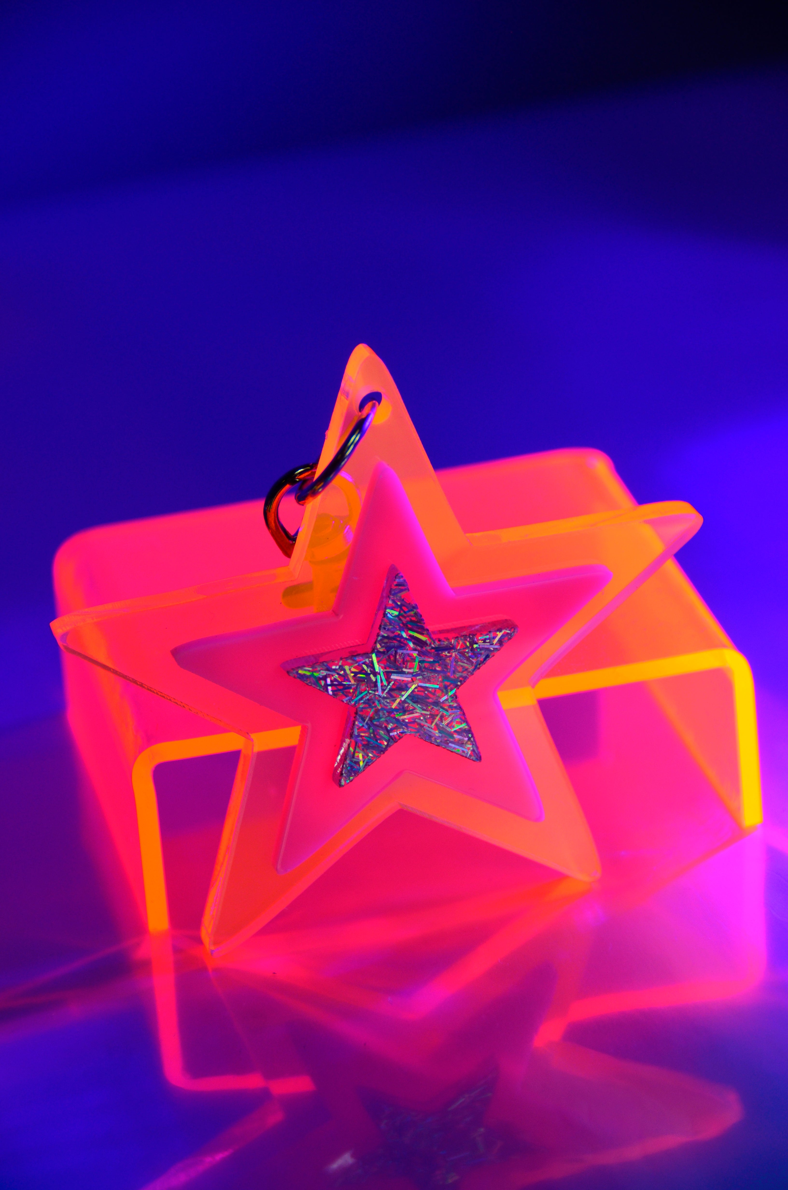 Neon Nebula Star Purse Charm
