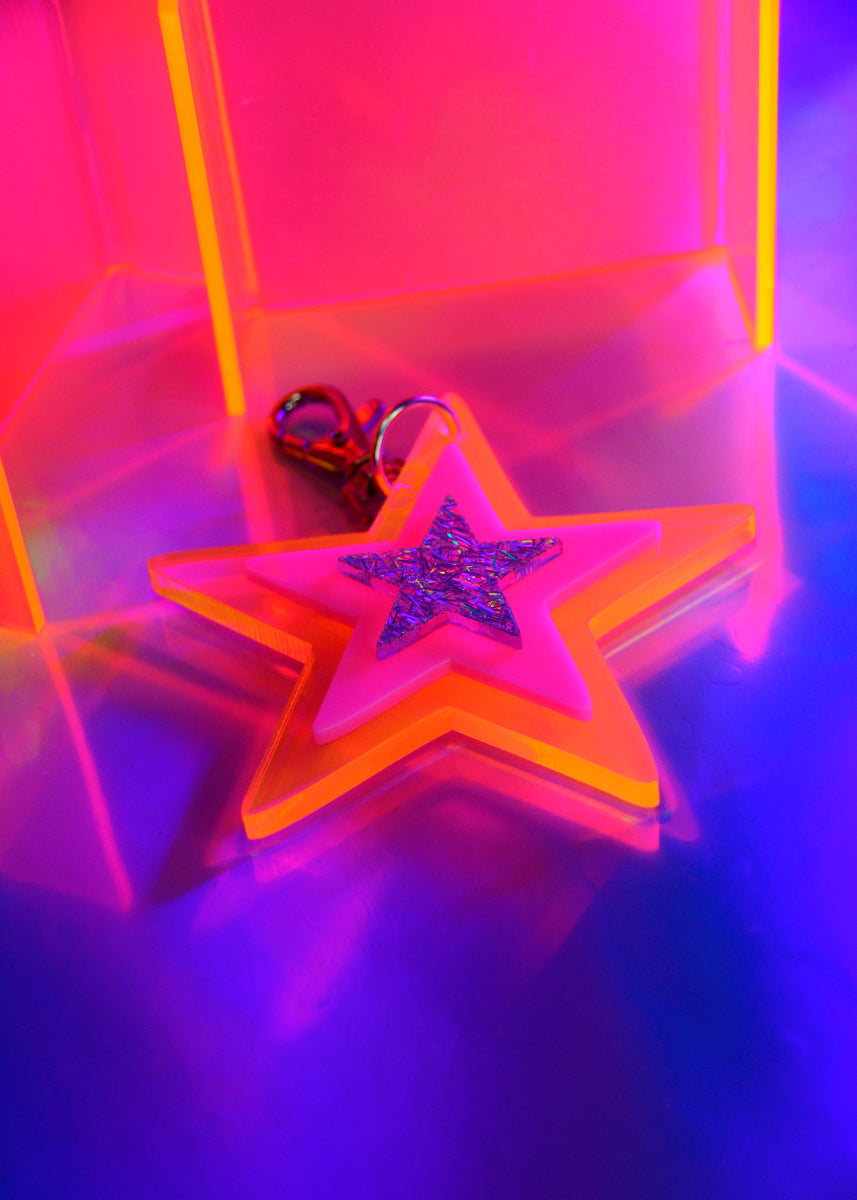 Neon Nebula Star Purse Charm