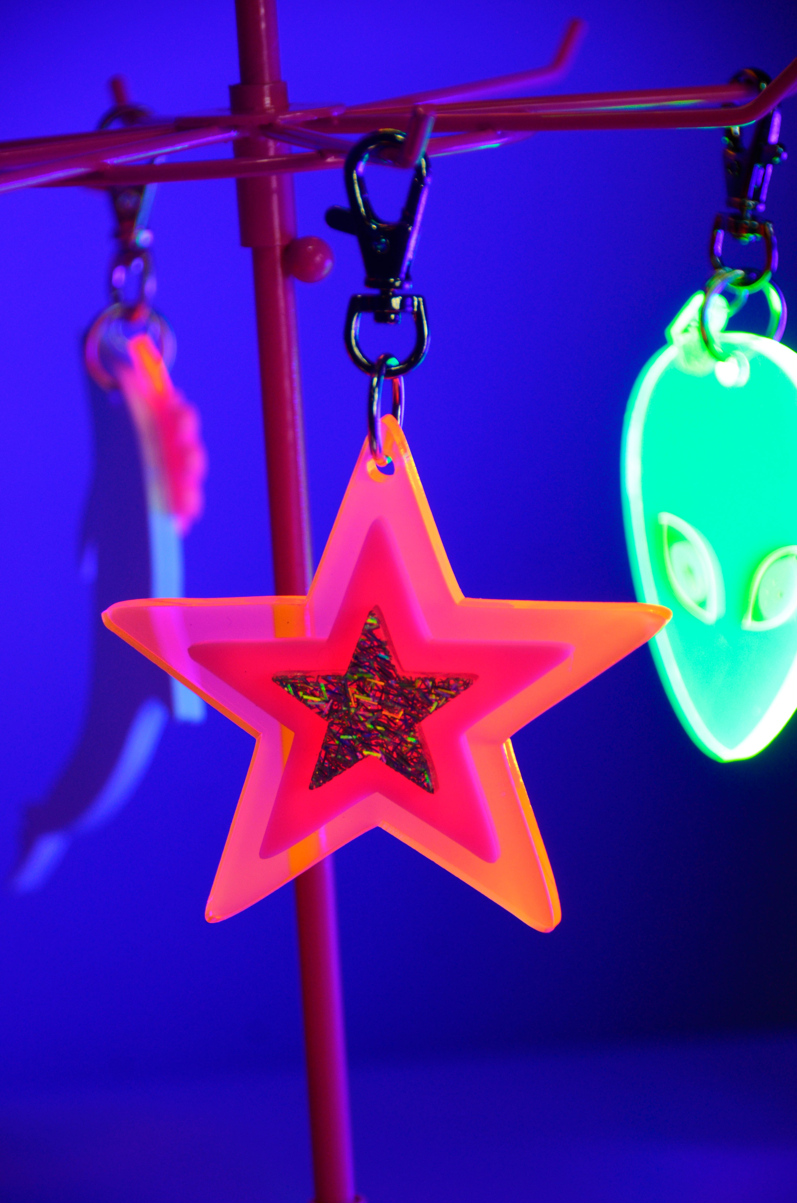 Neon Nebula Star Purse Charm