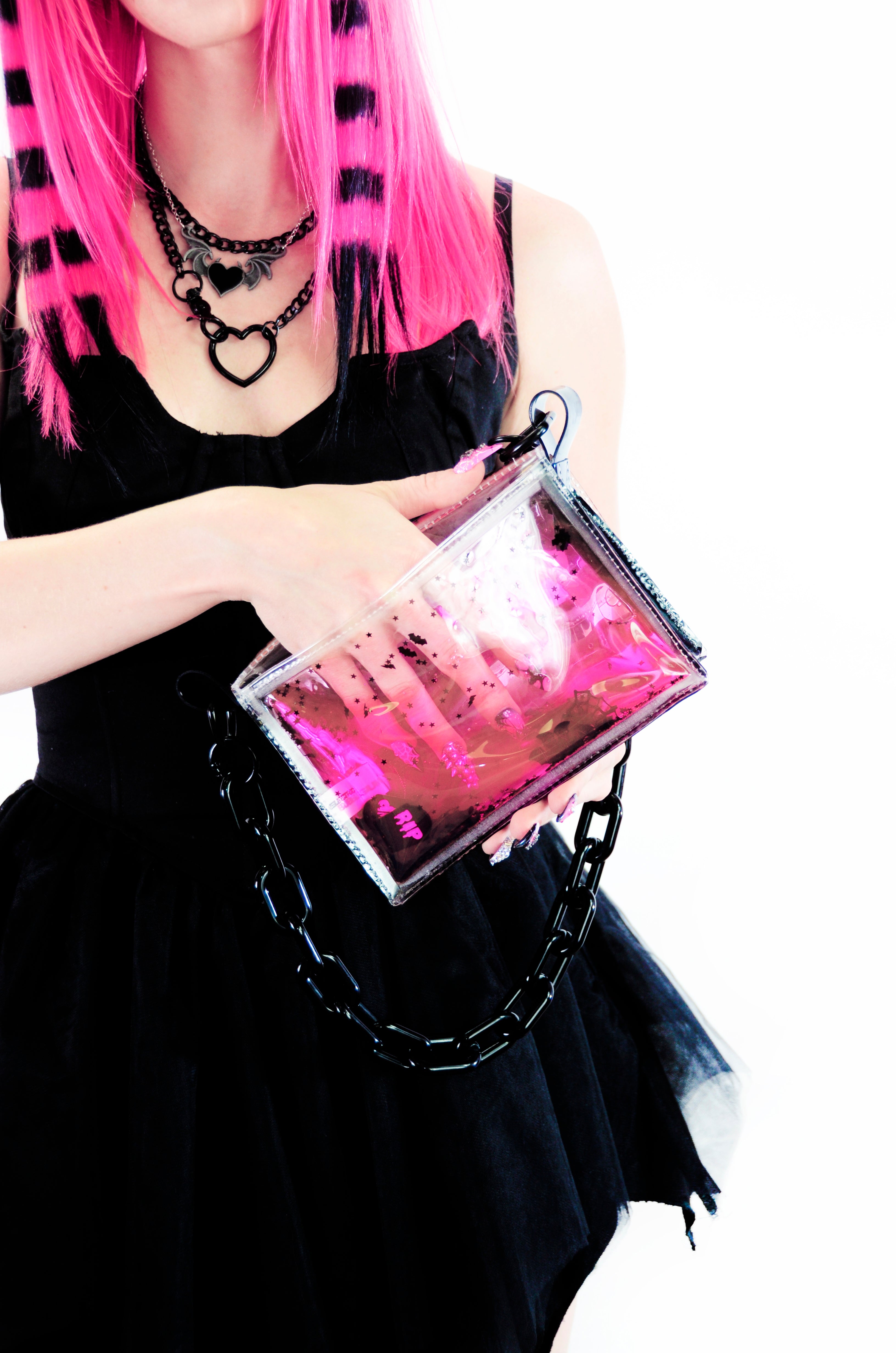 Liquid Glitter Mini Purse - Bubblegum Ghoul