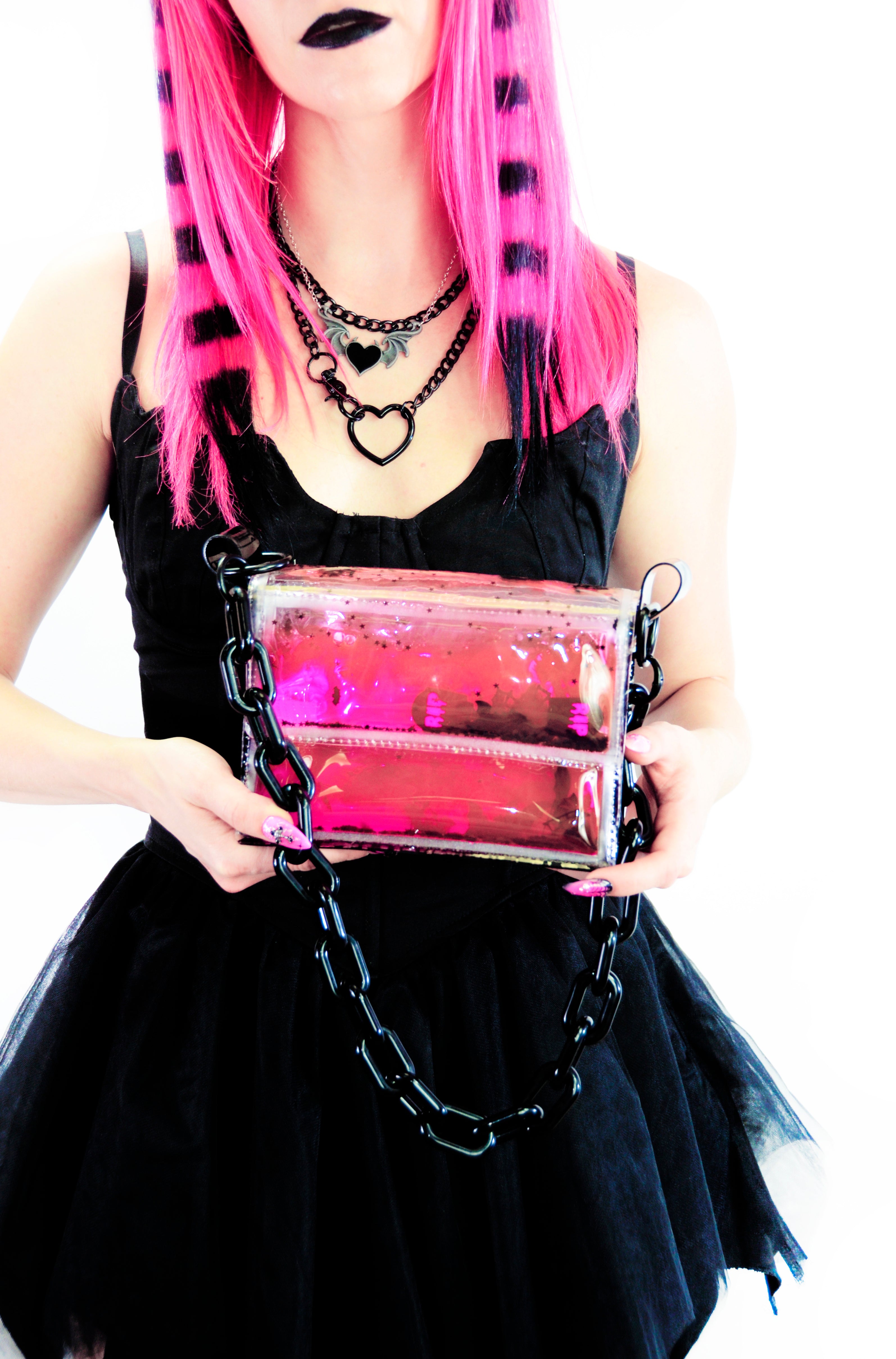 Liquid Glitter Mini Purse - Bubblegum Ghoul