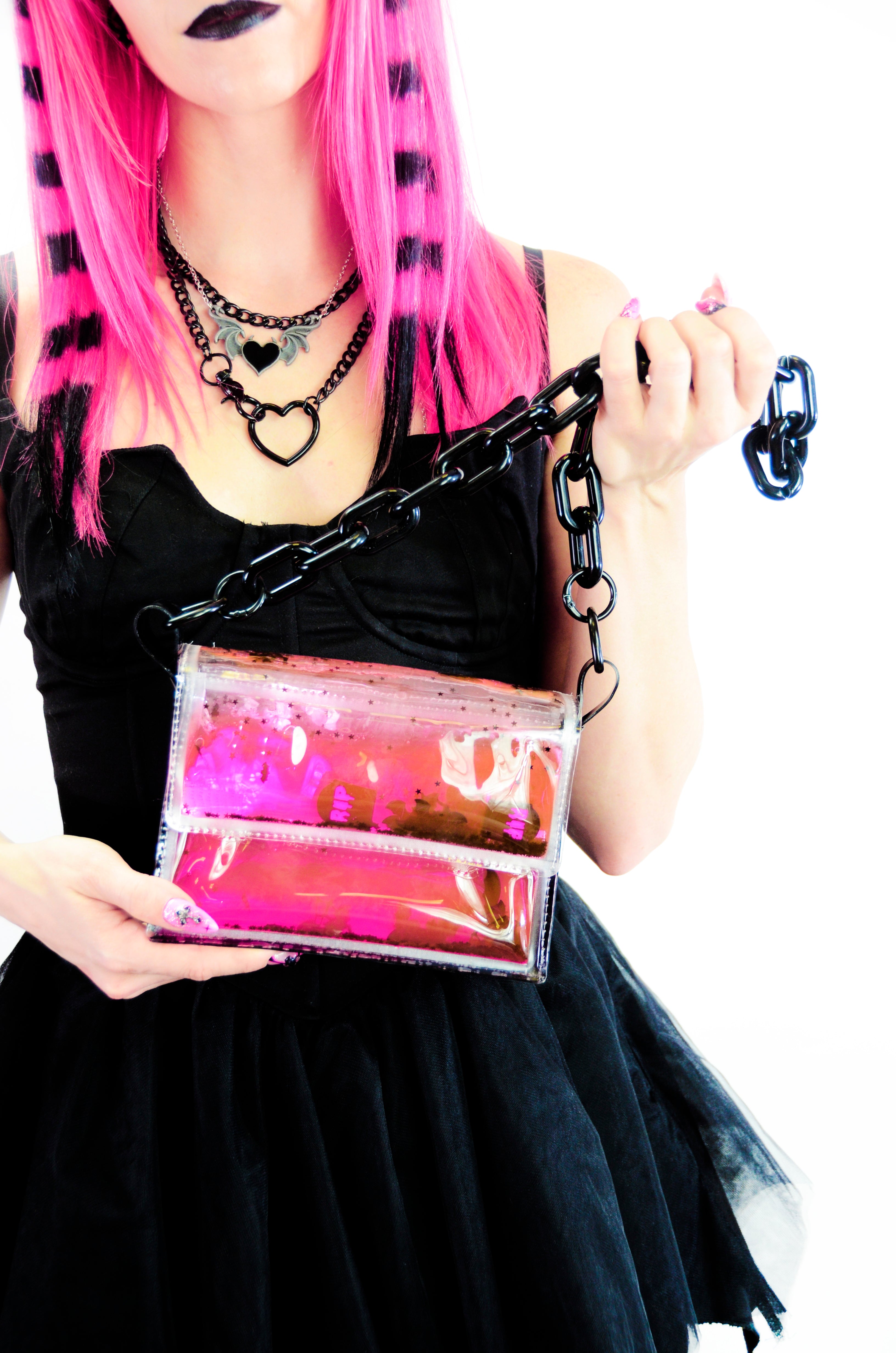 Liquid Glitter Mini Purse - Bubblegum Ghoul