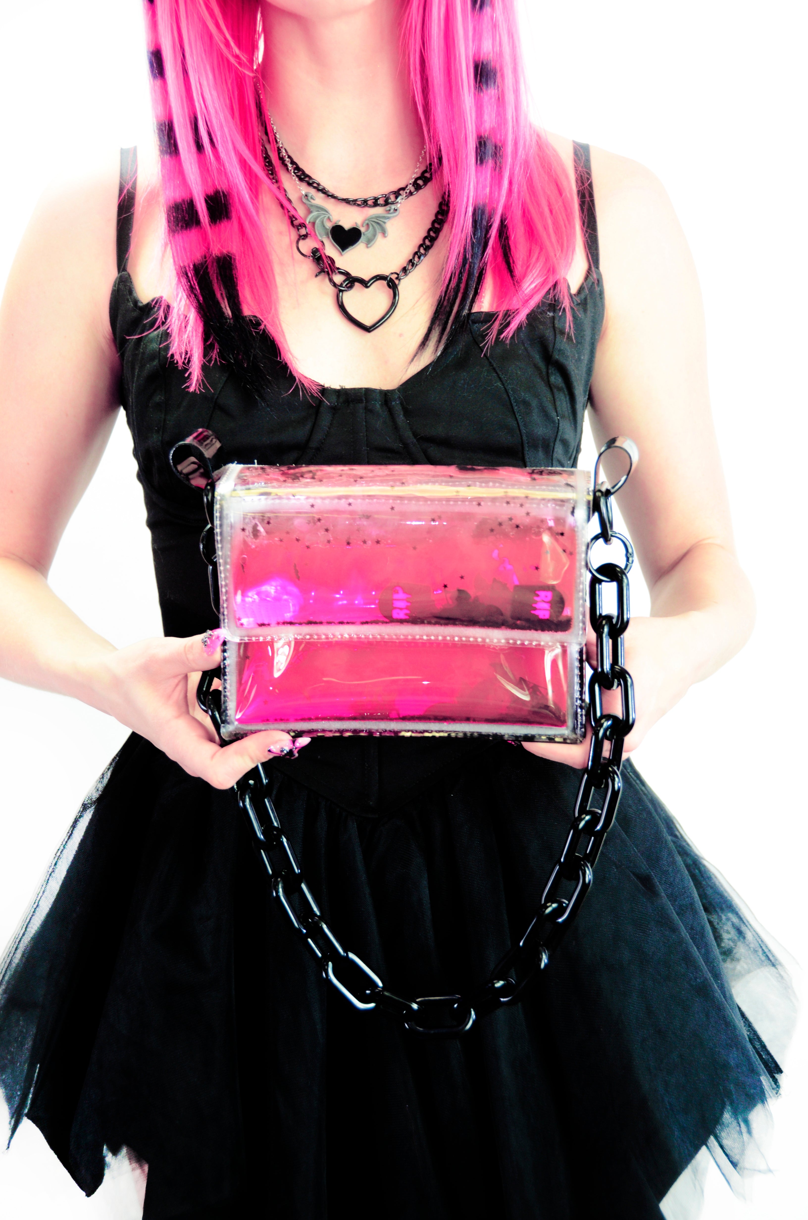 Liquid Glitter Mini Purse - Bubblegum Ghoul