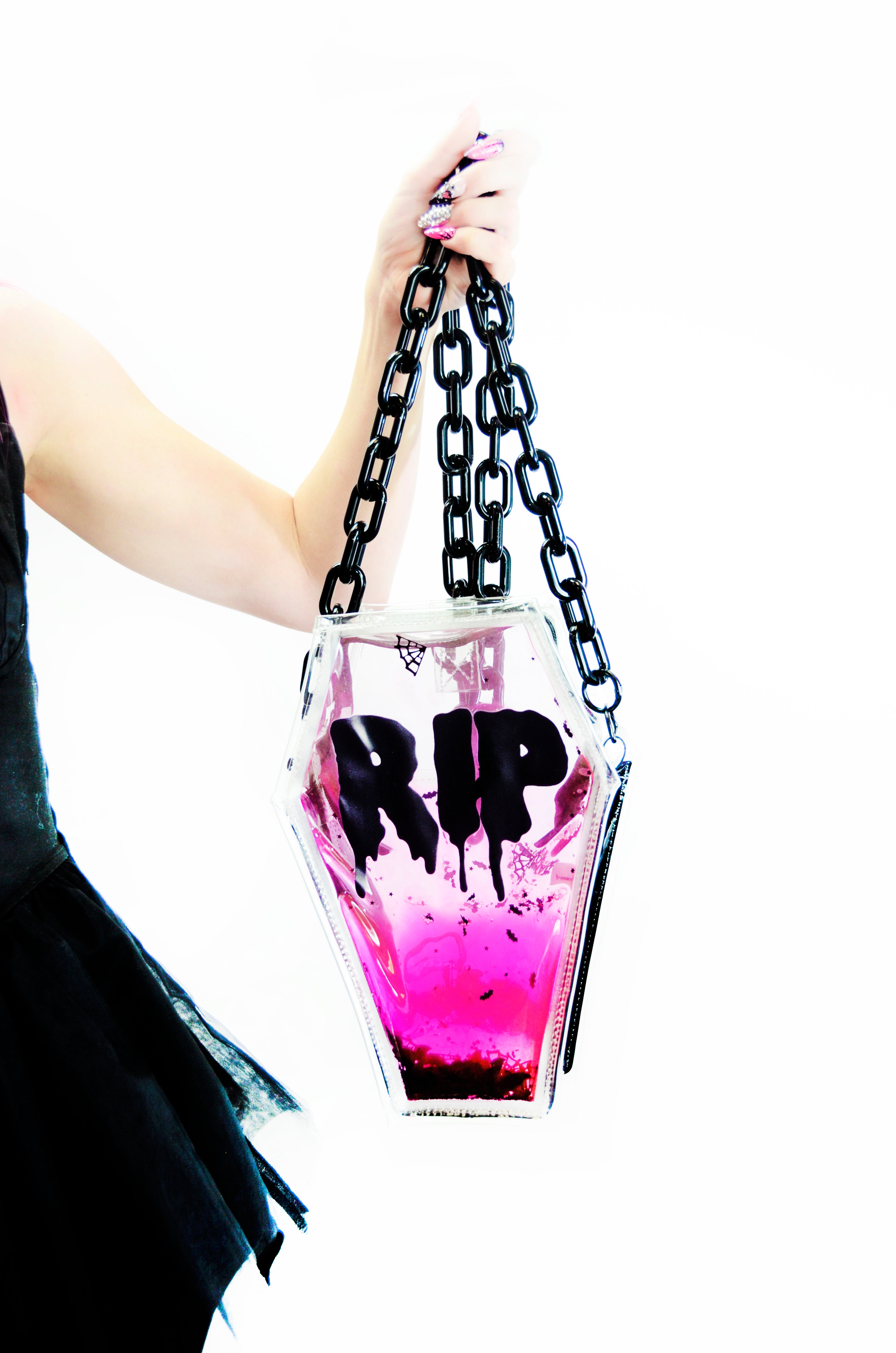 Liquid Glitter Coffin Backpack/ Crossbody - Bubblegum Ghoul - PRE ORDER