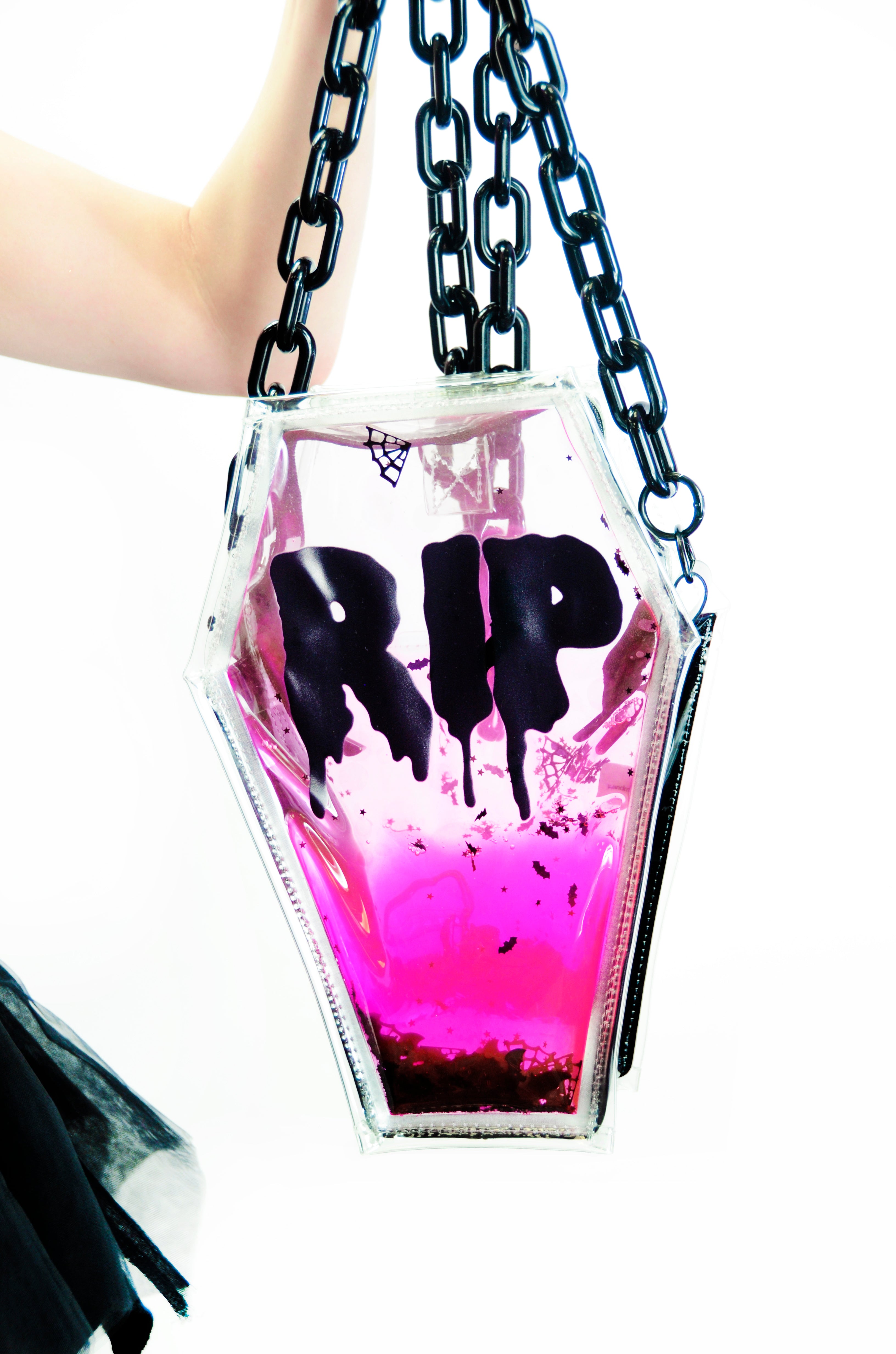 Liquid Glitter Coffin Backpack/ Crossbody - Bubblegum Ghoul - PRE ORDER