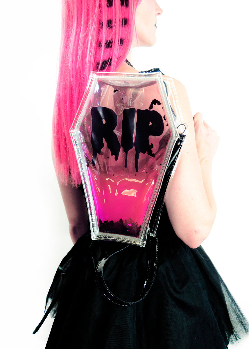 Liquid Glitter Coffin Backpack/ Crossbody - Bubblegum Ghoul - PRE ORDER