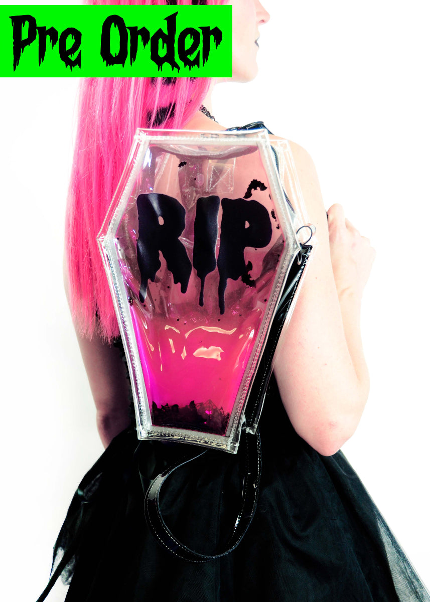 Liquid Glitter Coffin Backpack/ Crossbody - Bubblegum Ghoul - PRE ORDER