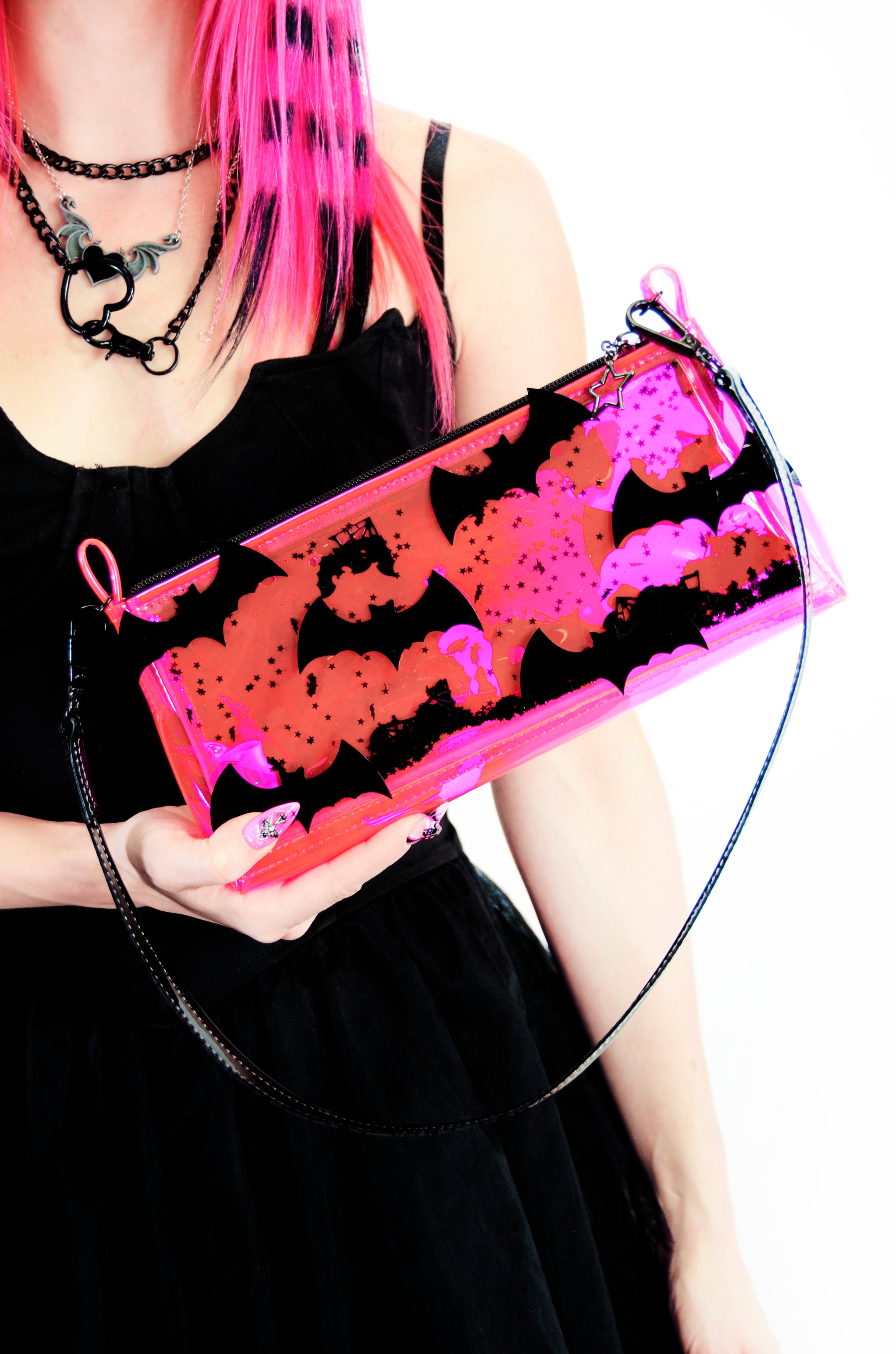 Liquid Glitter Mini Zip Purse - Pink Panic