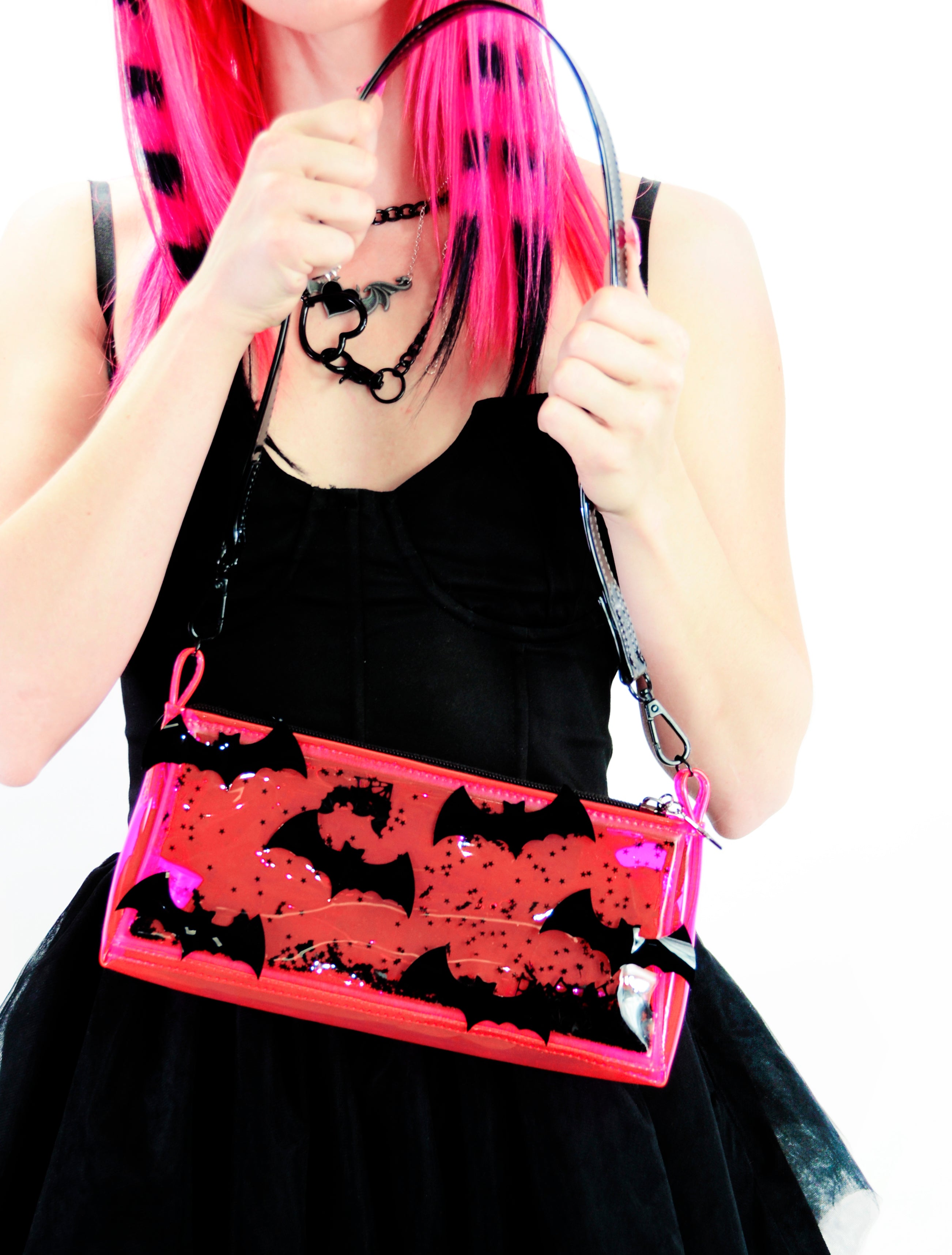Liquid Glitter Mini Zip Purse - Pink Panic