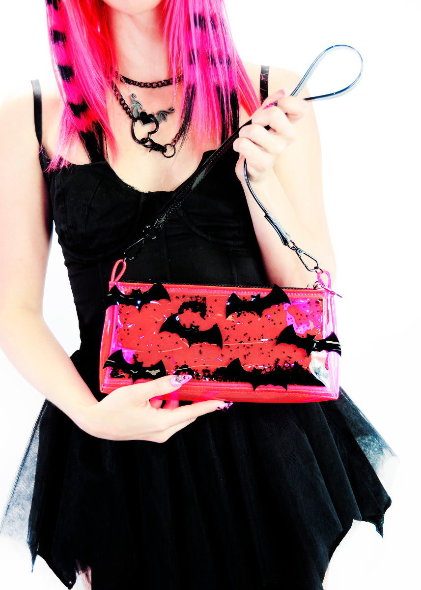 Liquid Glitter Mini Zip Purse - Pink Panic