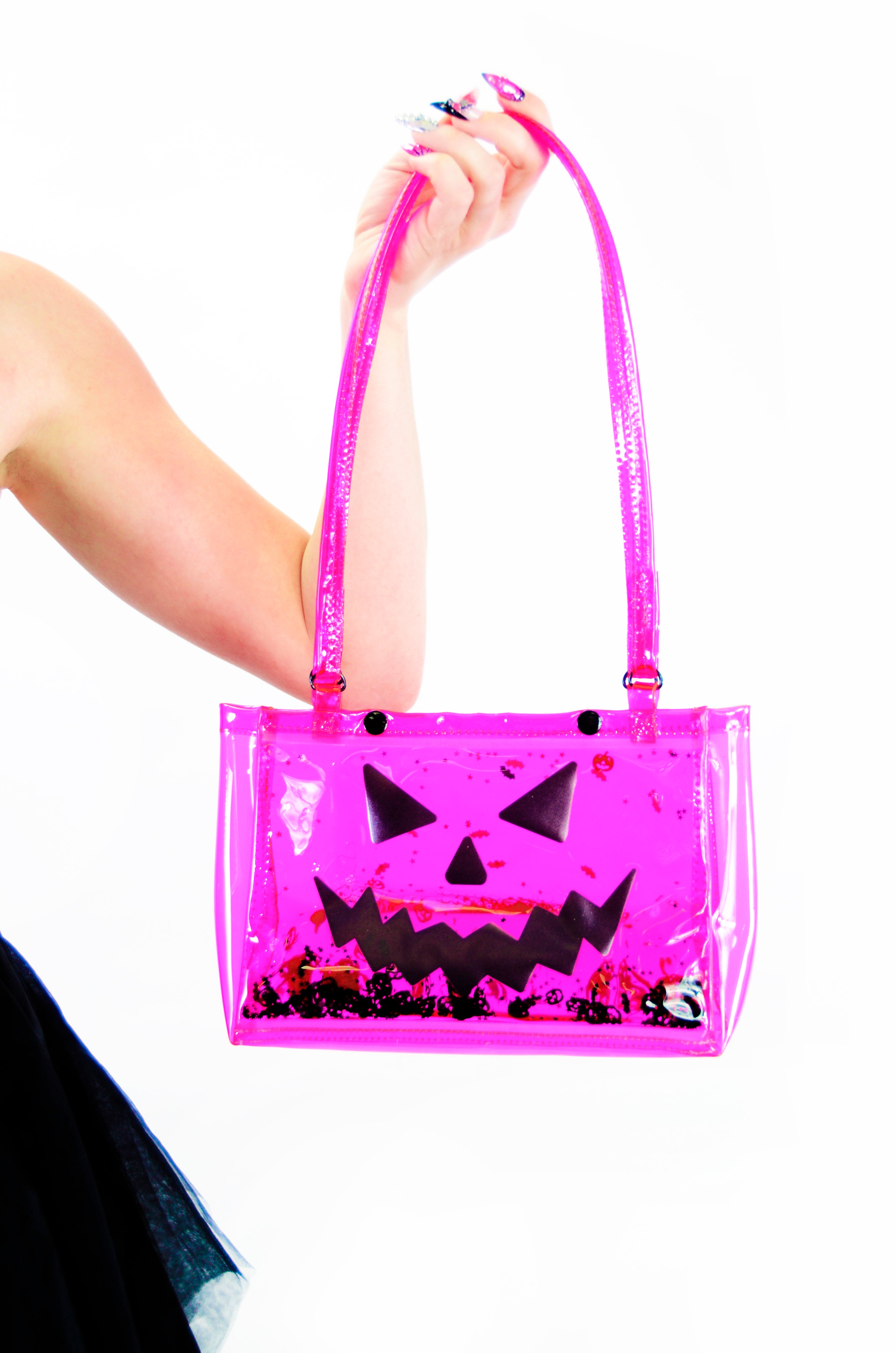 Liquid Glitter Snap Purse - Pumpkin Head - Pink