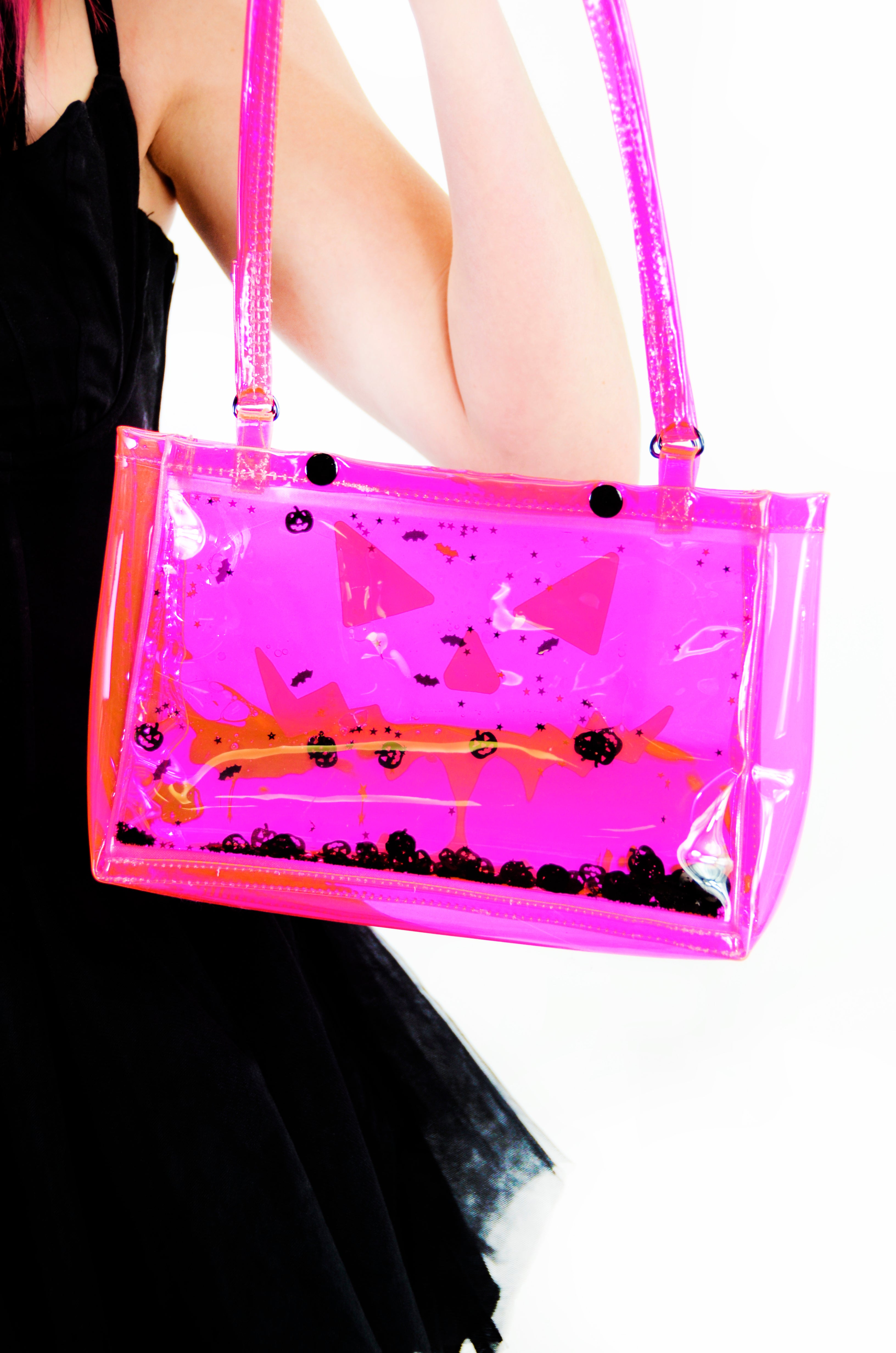 Liquid Glitter Snap Purse - Pumpkin Head - Pink
