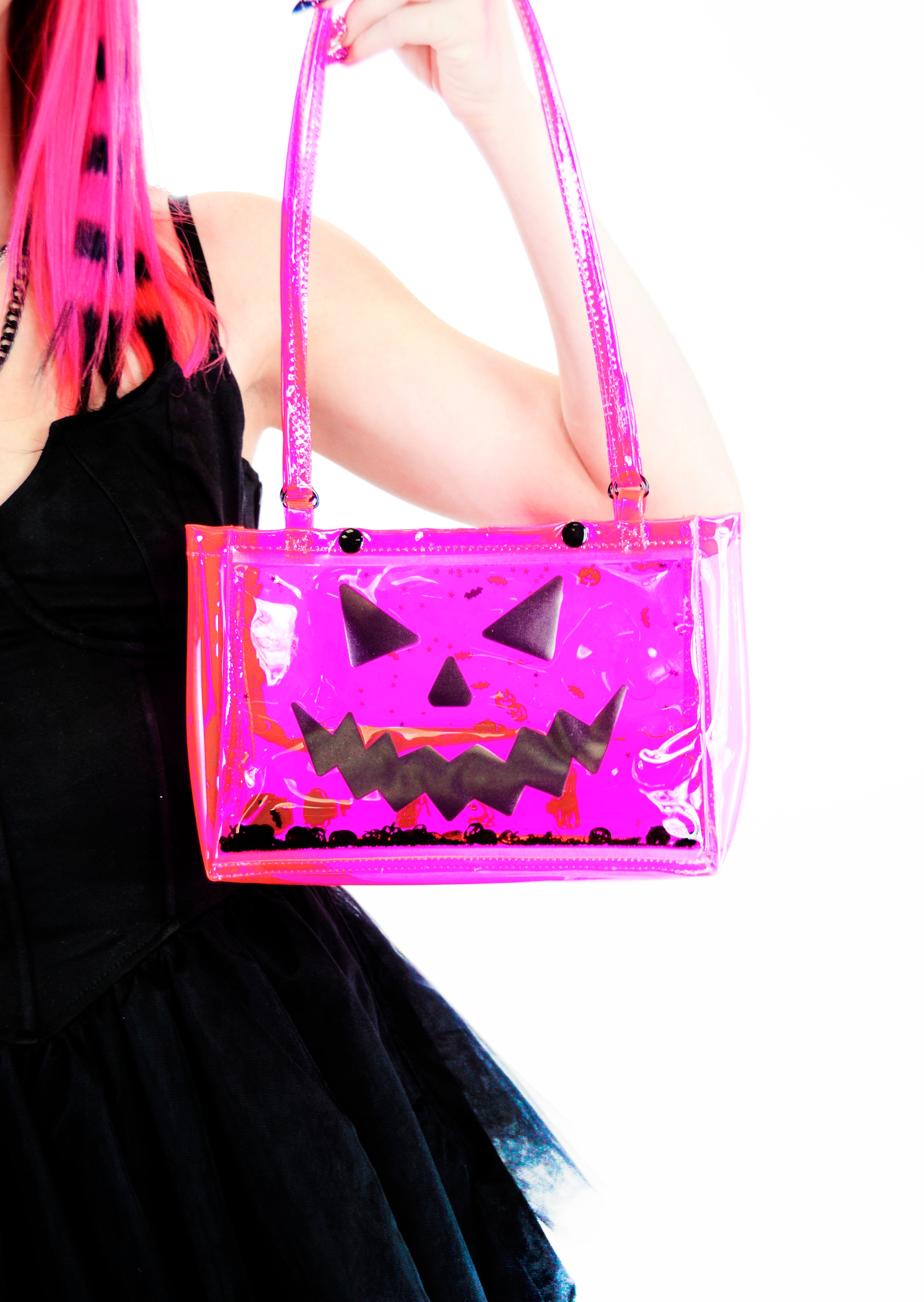 Liquid Glitter Snap Purse - Pumpkin Head - Pink