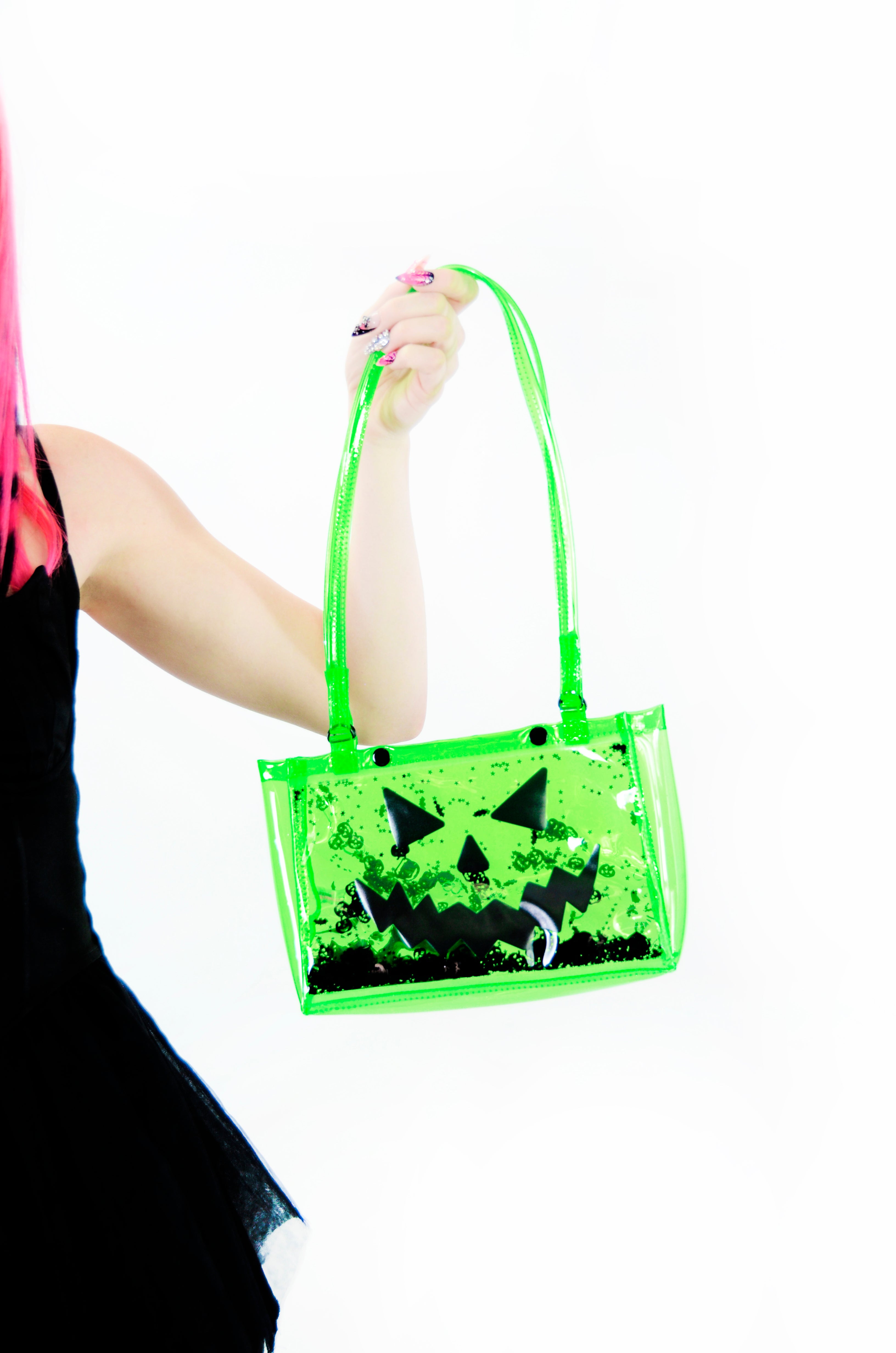Liquid Glitter Snap Purse - Pumpkin Head - Green
