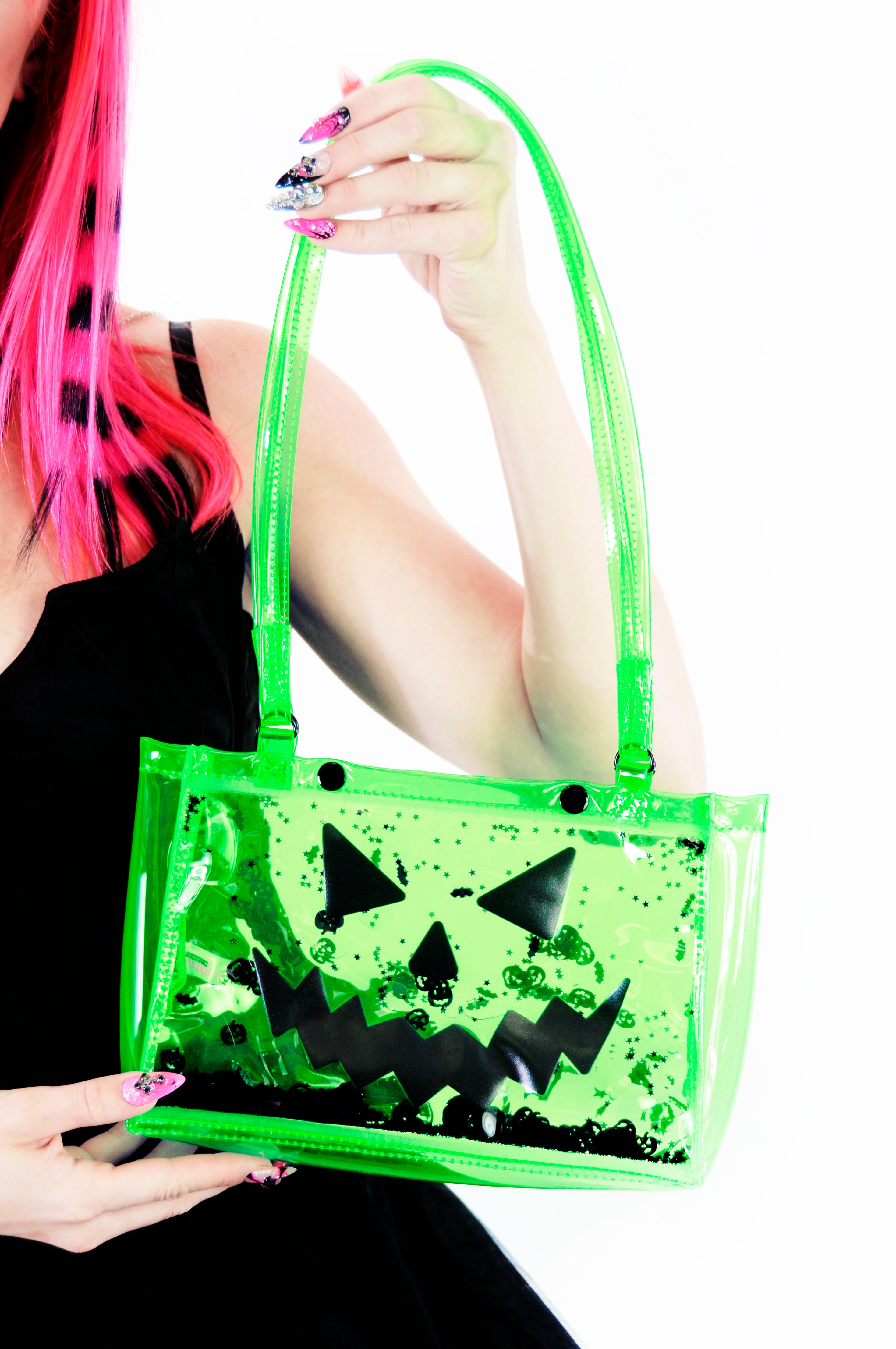 Liquid Glitter Snap Purse - Pumpkin Head - Green