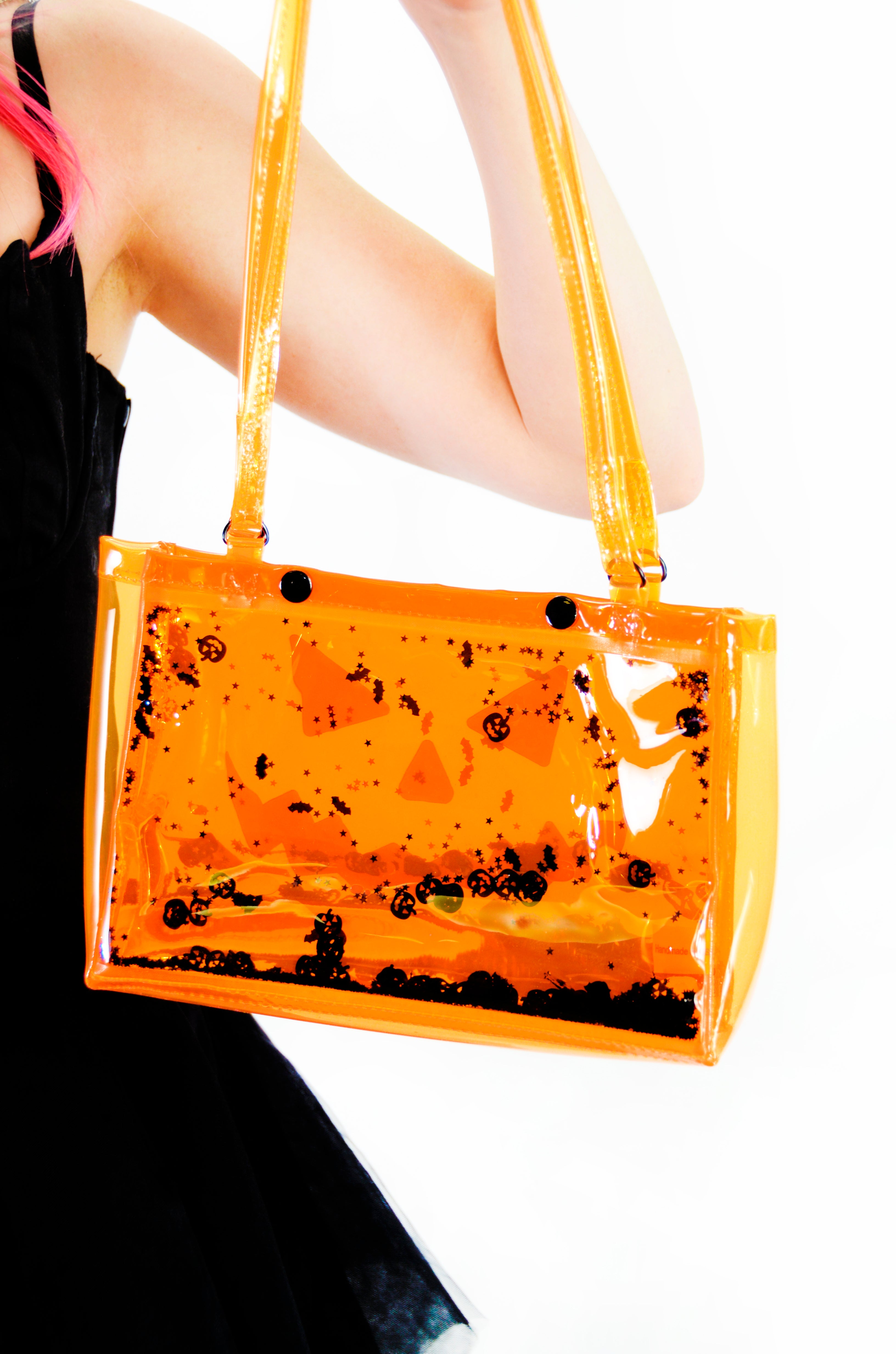 Liquid Glitter Snap Purse - Pumpkin Head - Orange