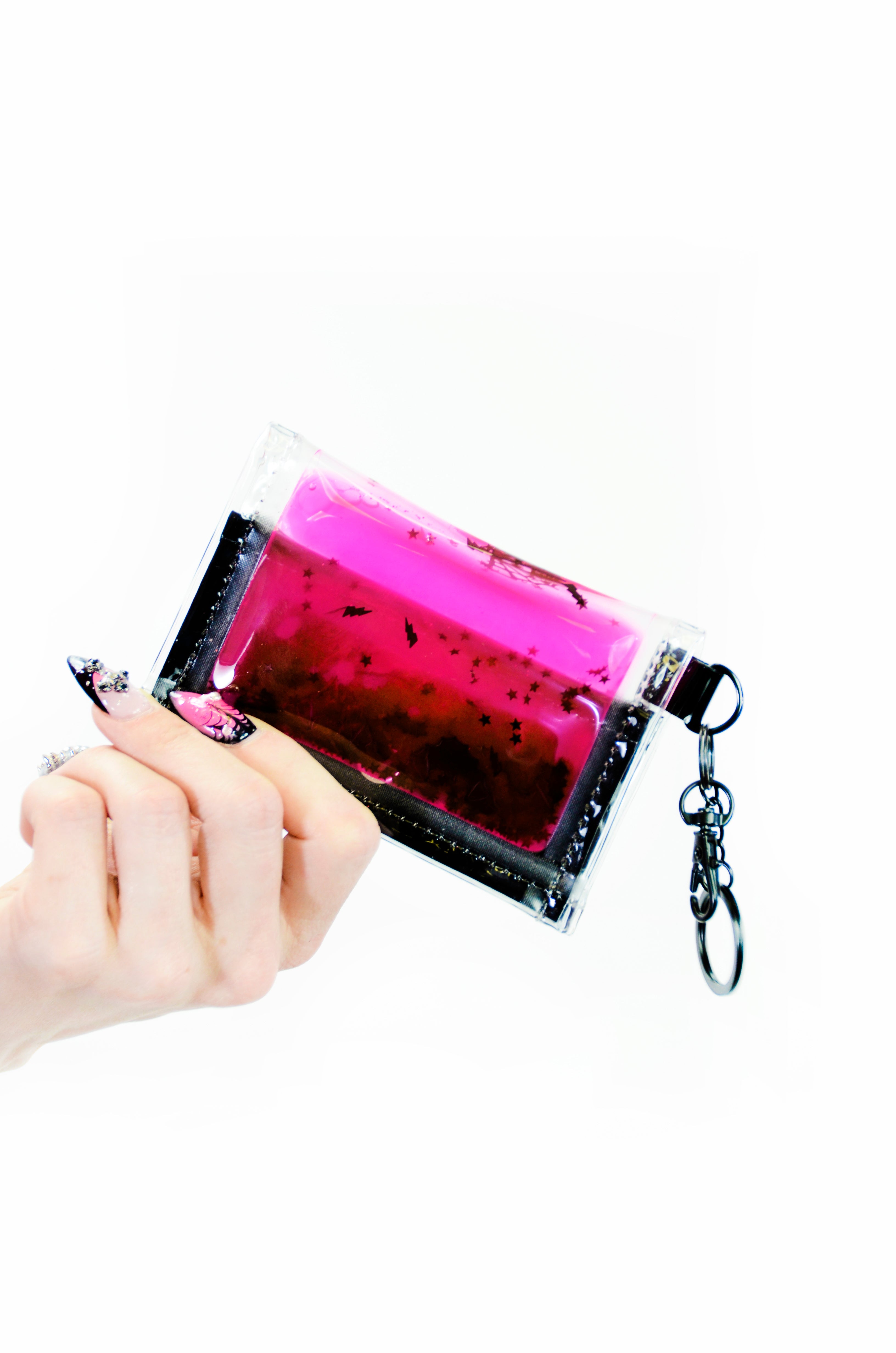 Liquid Glitter Tiny Wallet - Bubblegum Ghoul