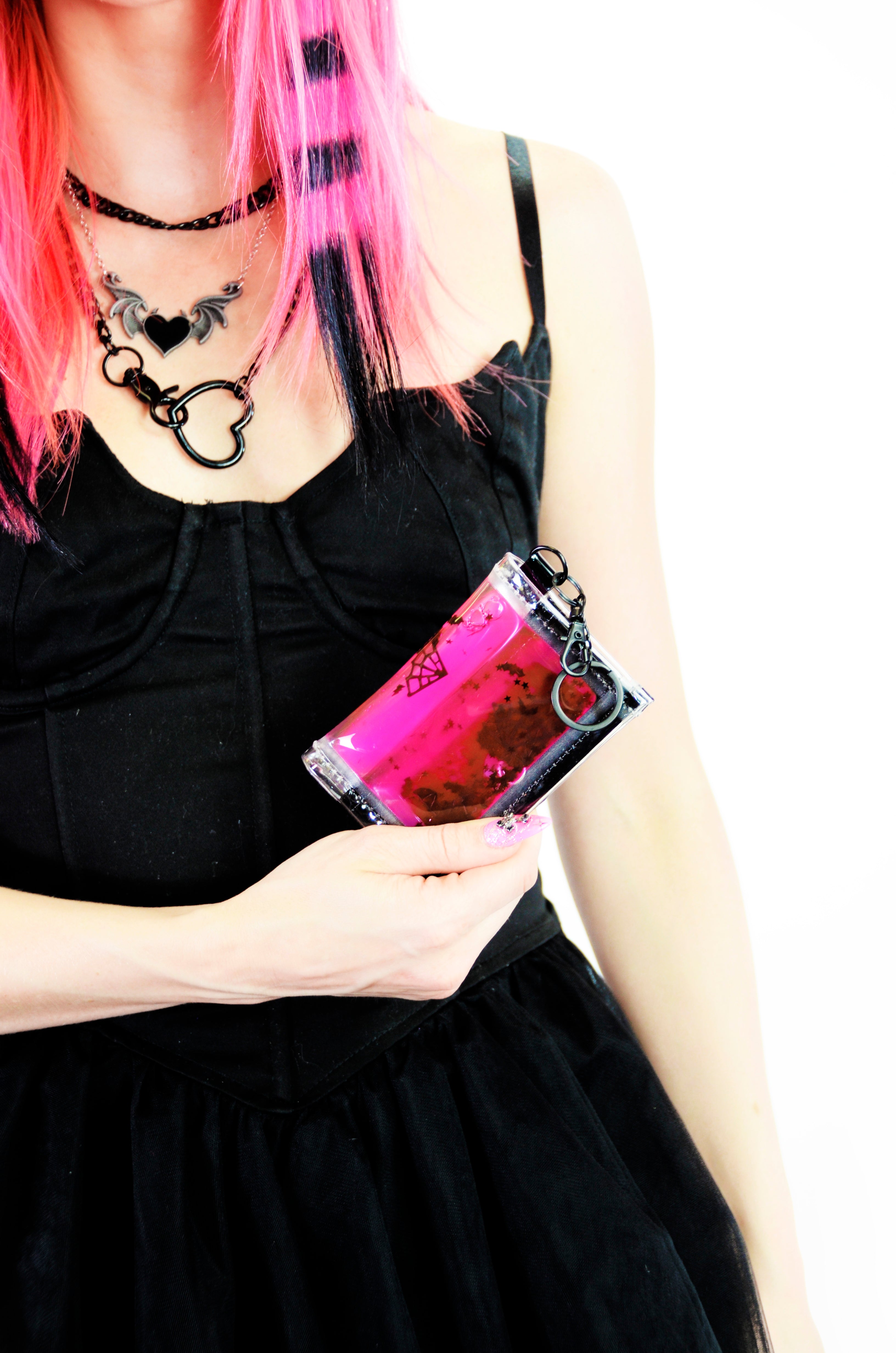 Liquid Glitter Tiny Wallet - Bubblegum Ghoul