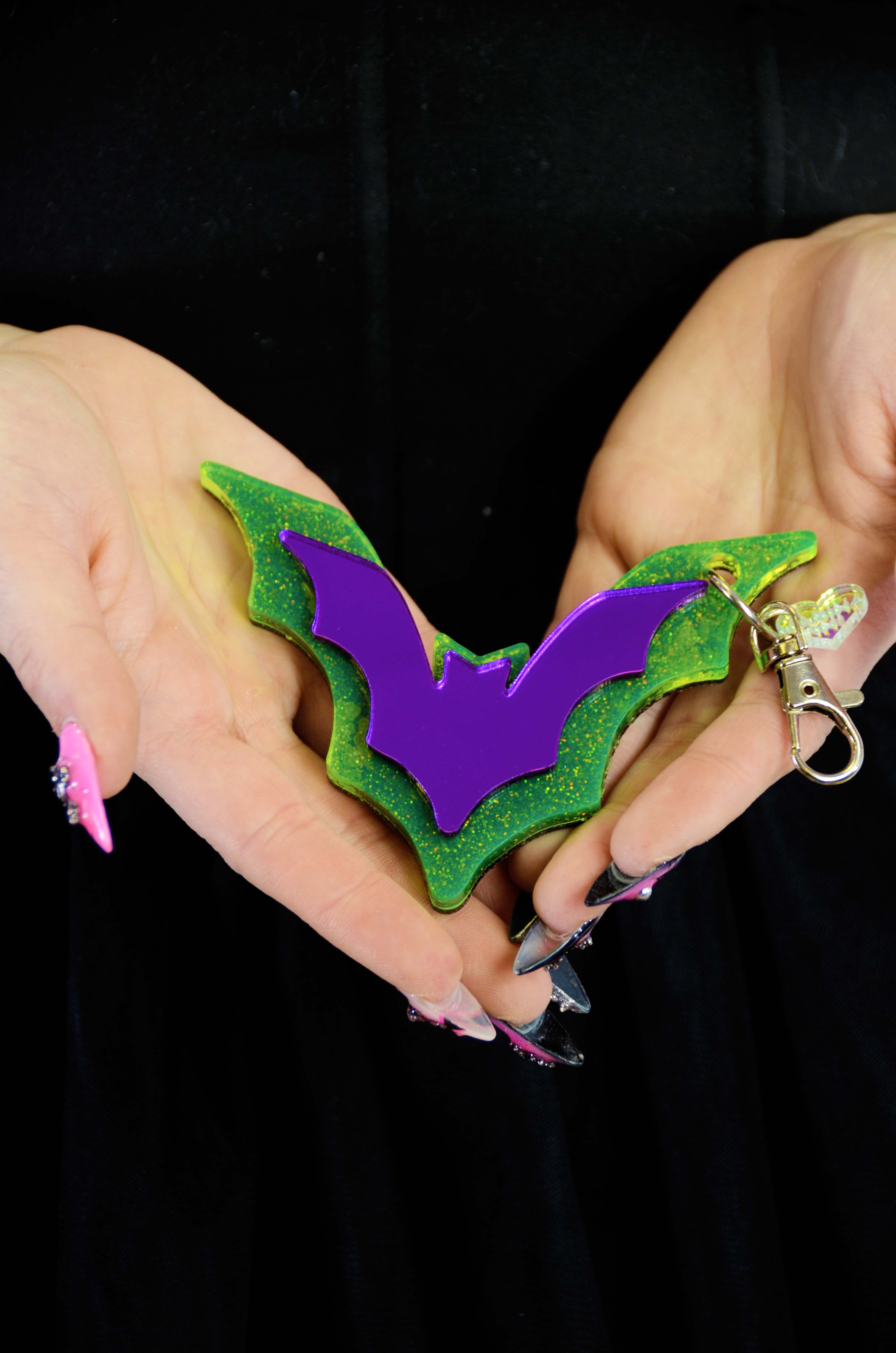 Neon Night Bat Purse Charm