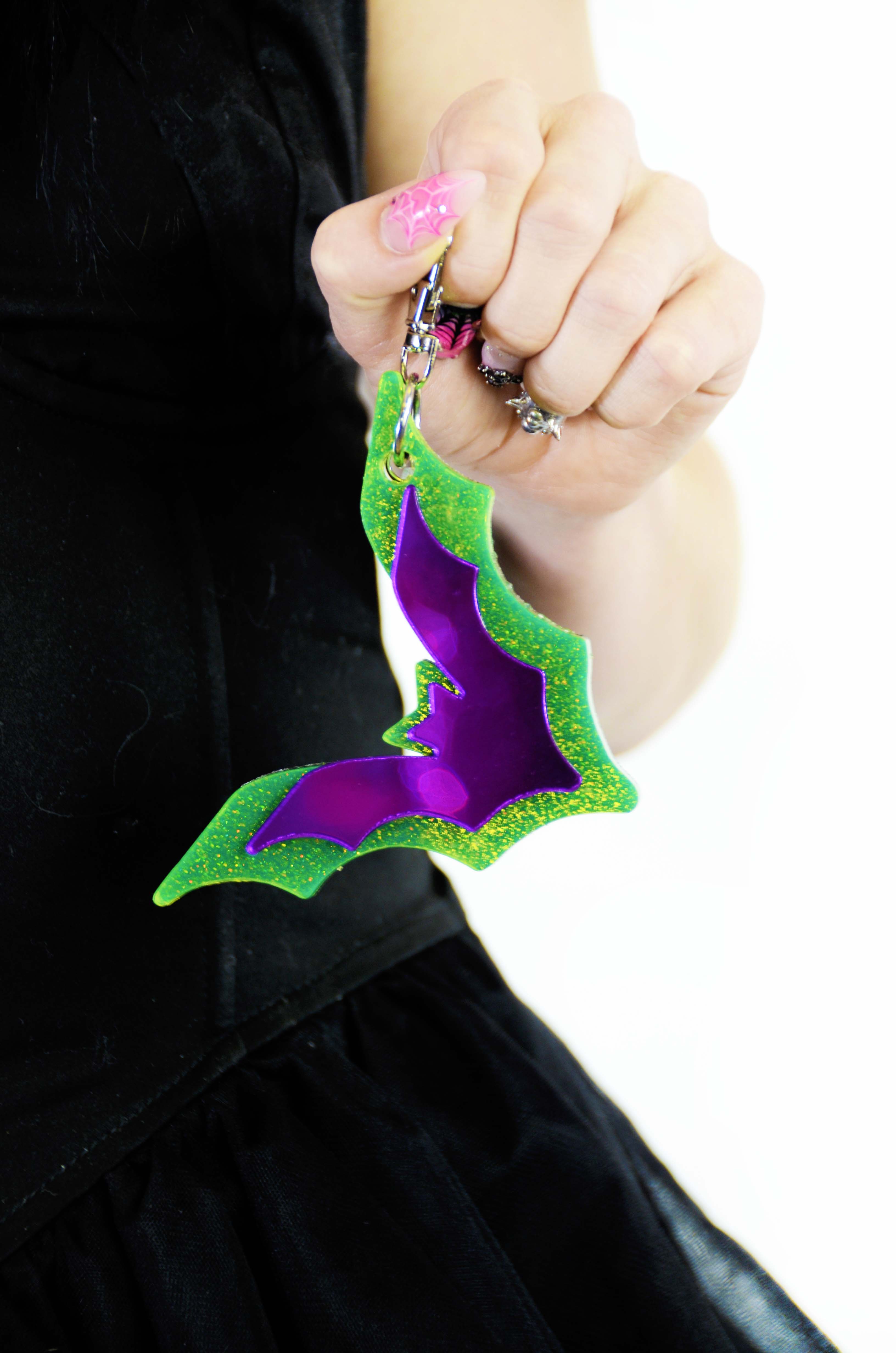 Neon Night Bat Purse Charm