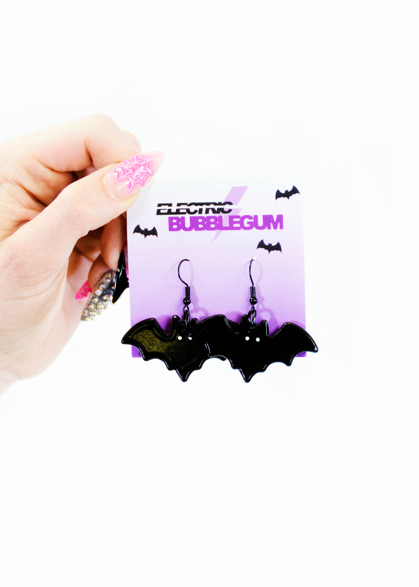 Black Bat Halloween Earrings