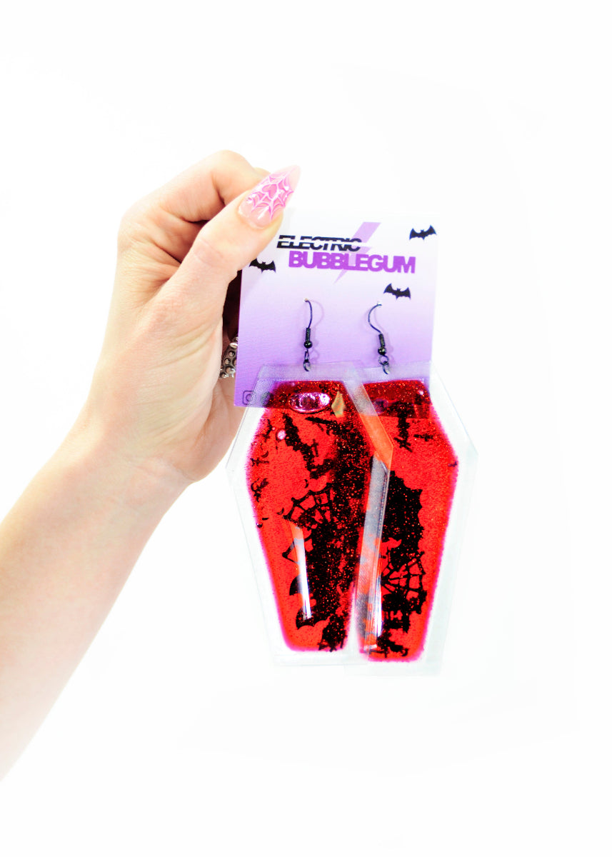Glitter Goo Coffin Earrings - Bite Me