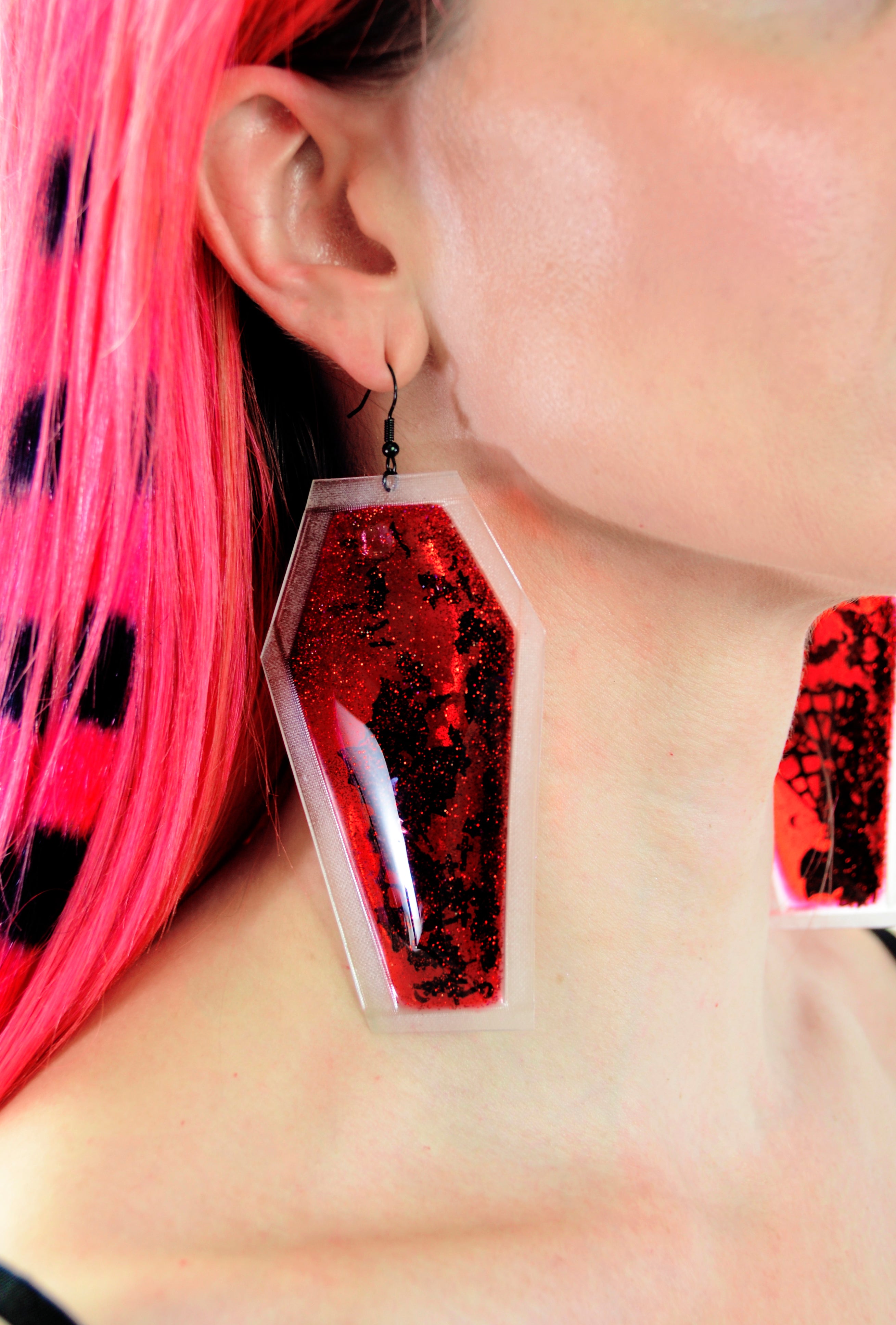 Glitter Goo Coffin Earrings - Bite Me