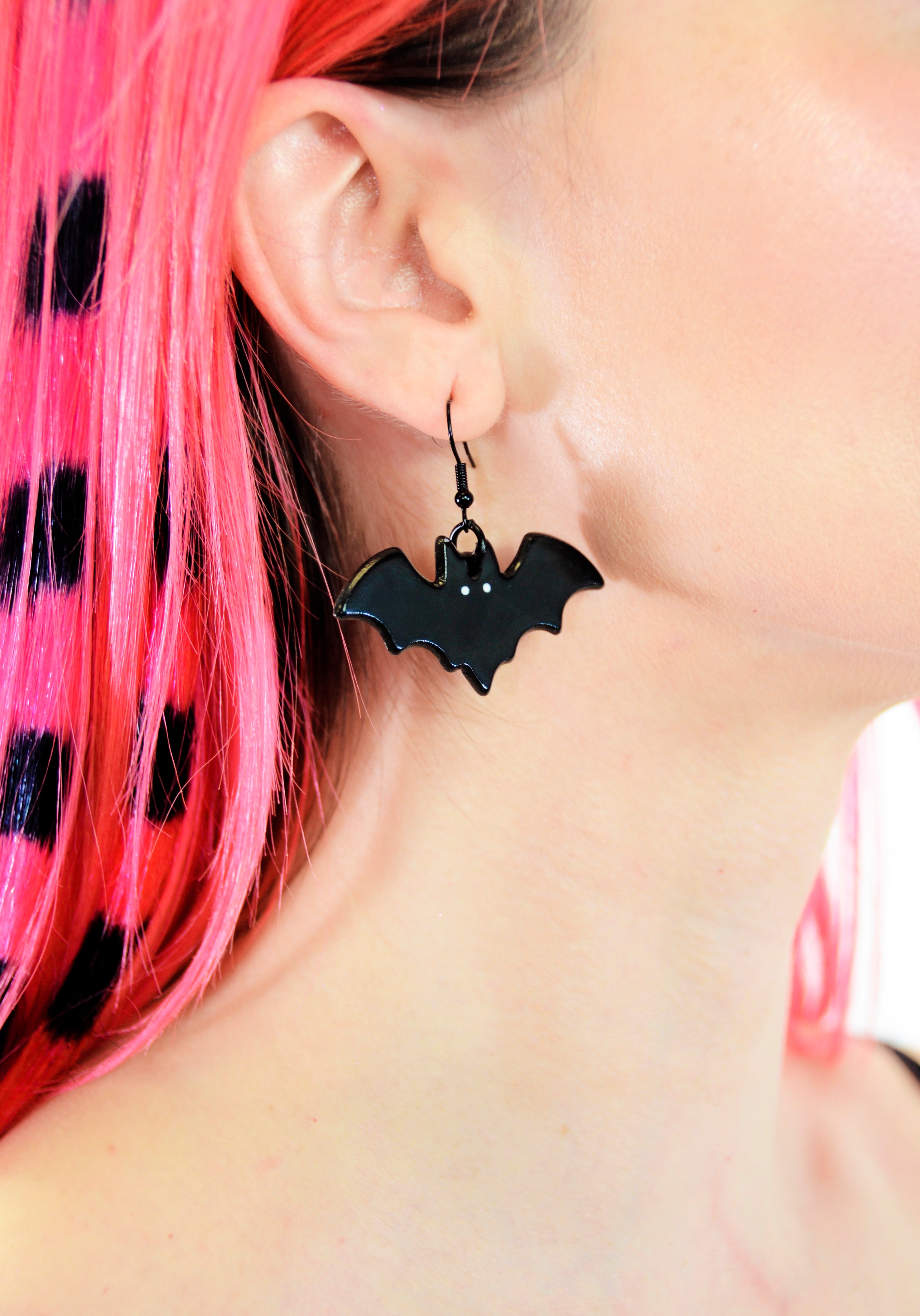 Black Bat Halloween Earrings