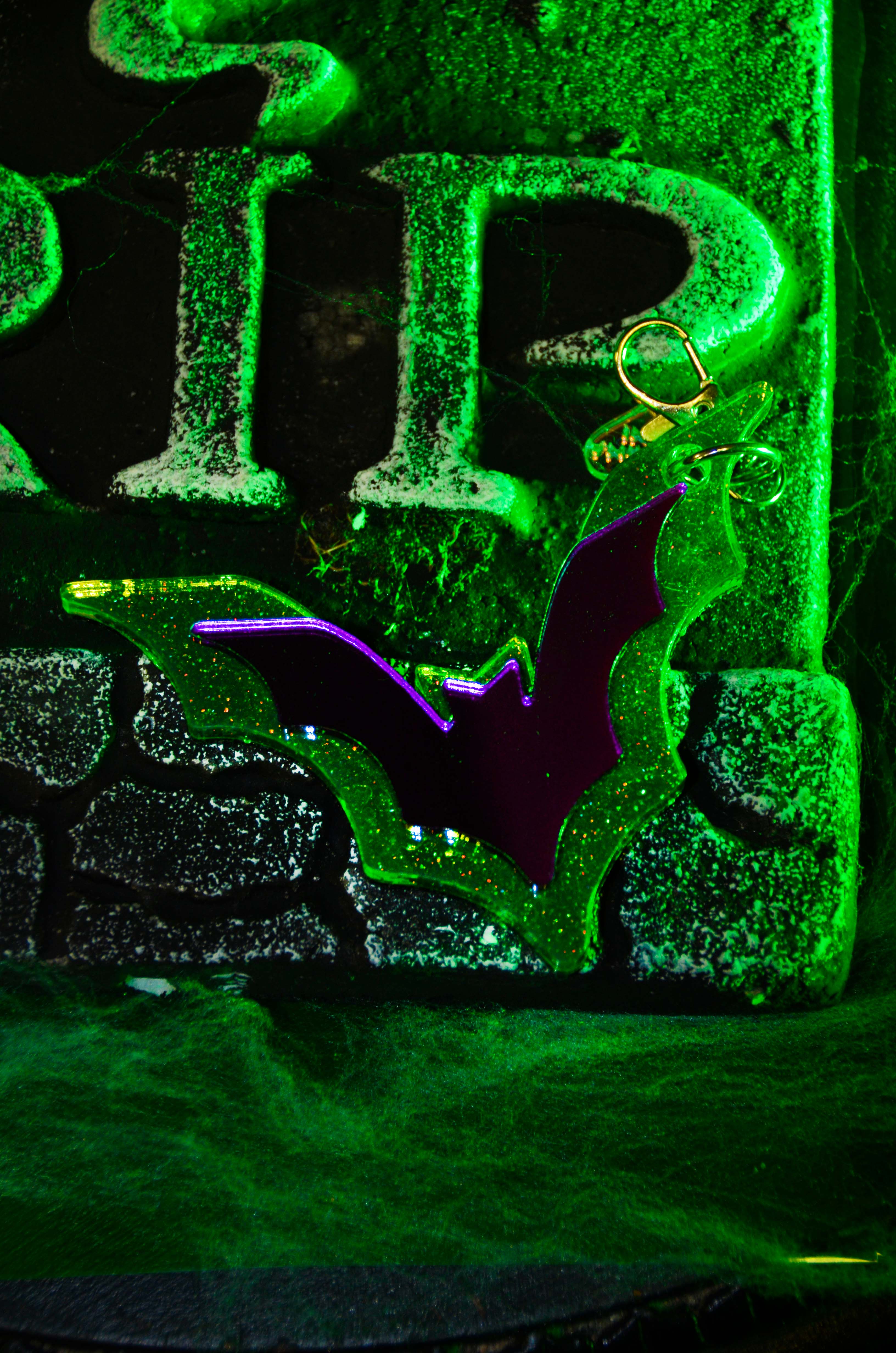 Neon Night Bat Purse Charm