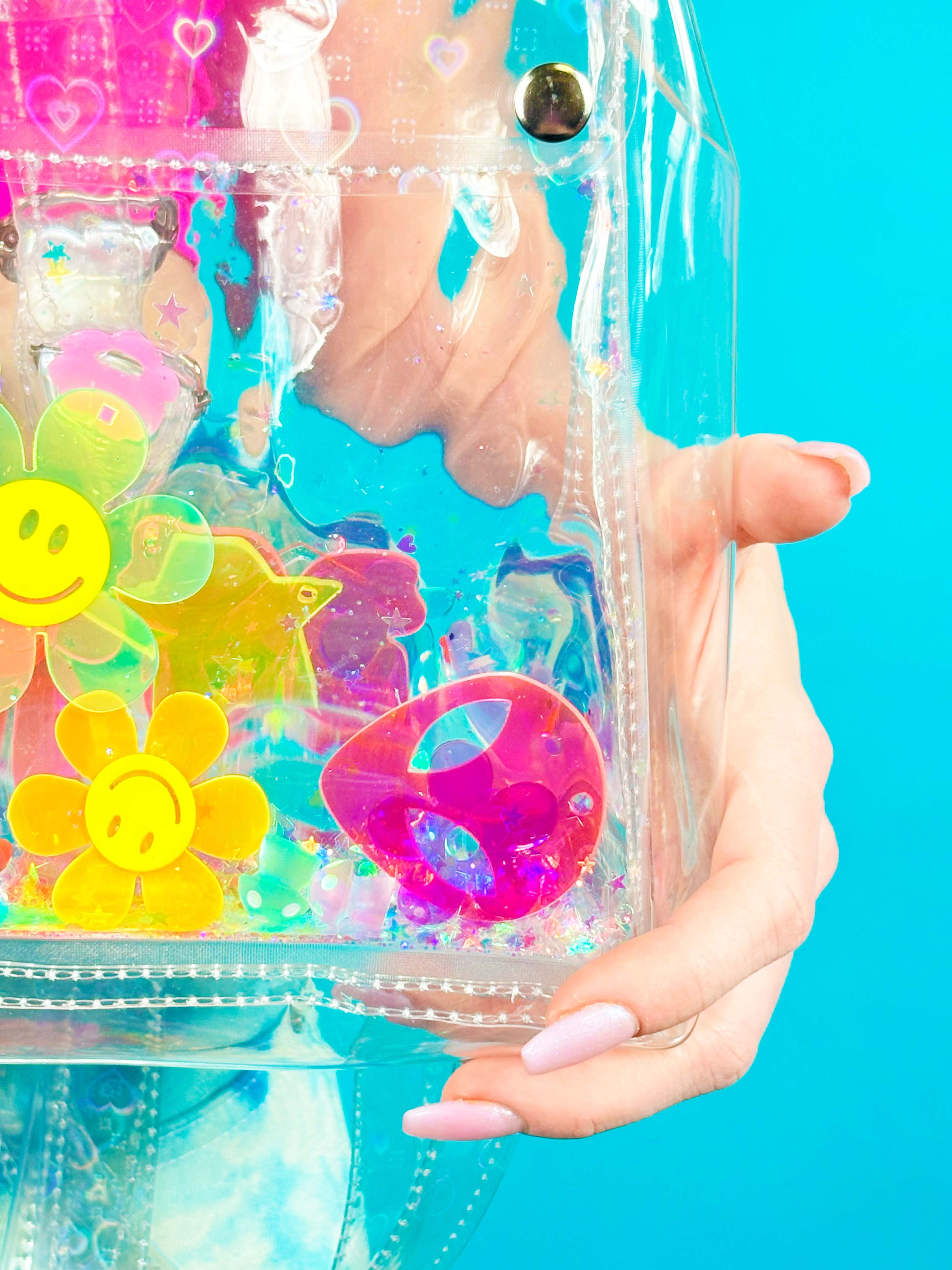 Liquid Glitter Bucket Backpack - Rainbow Rave - Electric Bubblegum