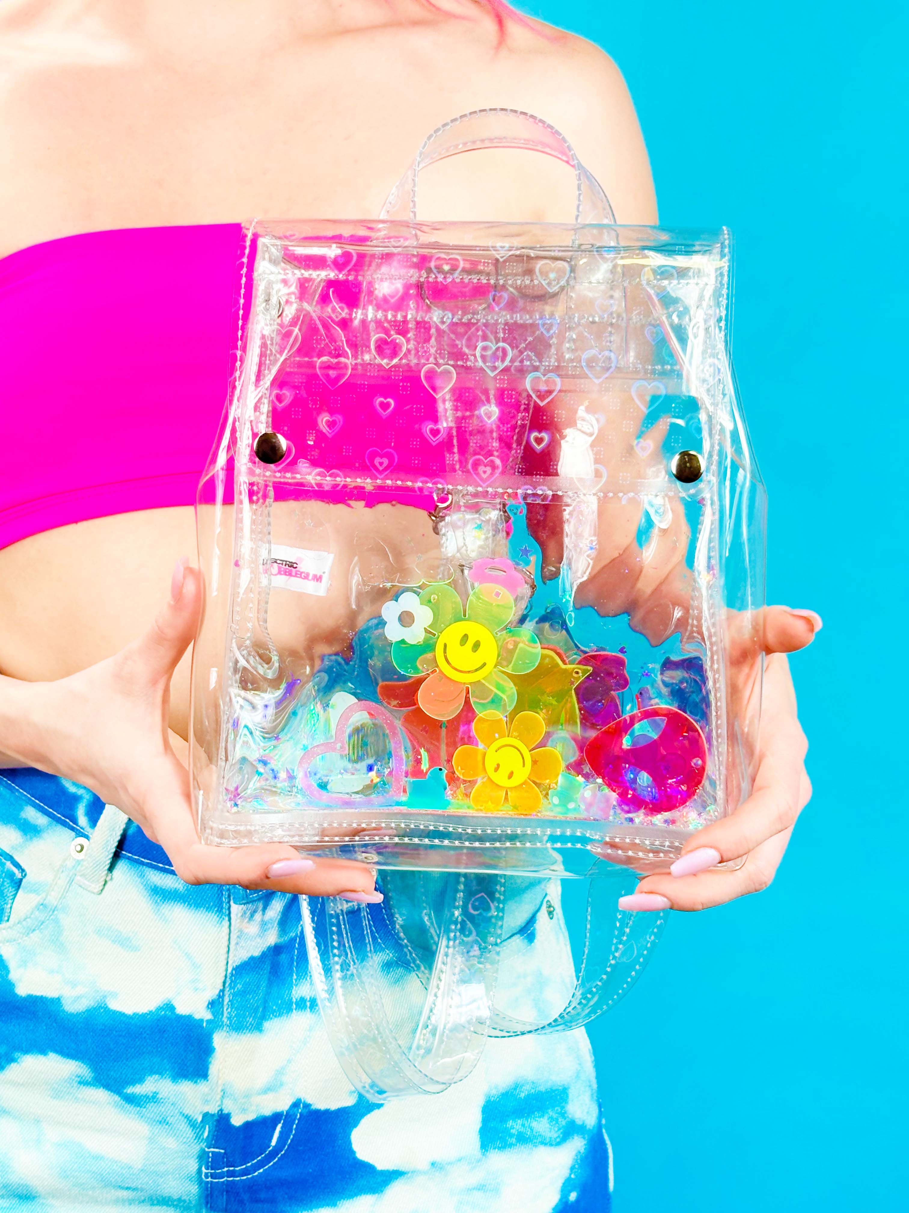 Liquid Glitter Bucket Backpack - Rainbow Rave - Electric Bubblegum