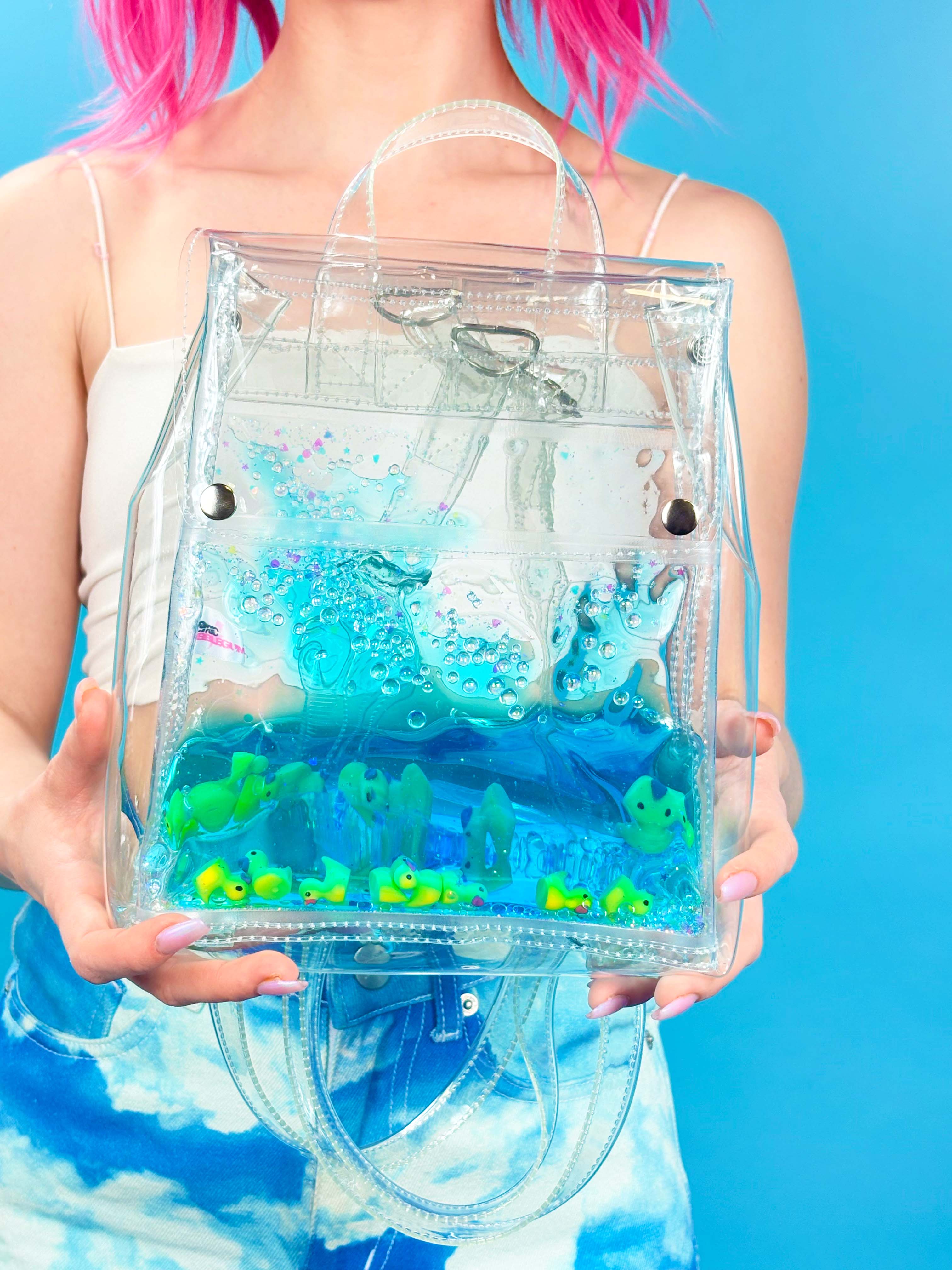 Liquid Glitter Bucket Backpack - Splish Splash - Electric Bubblegum