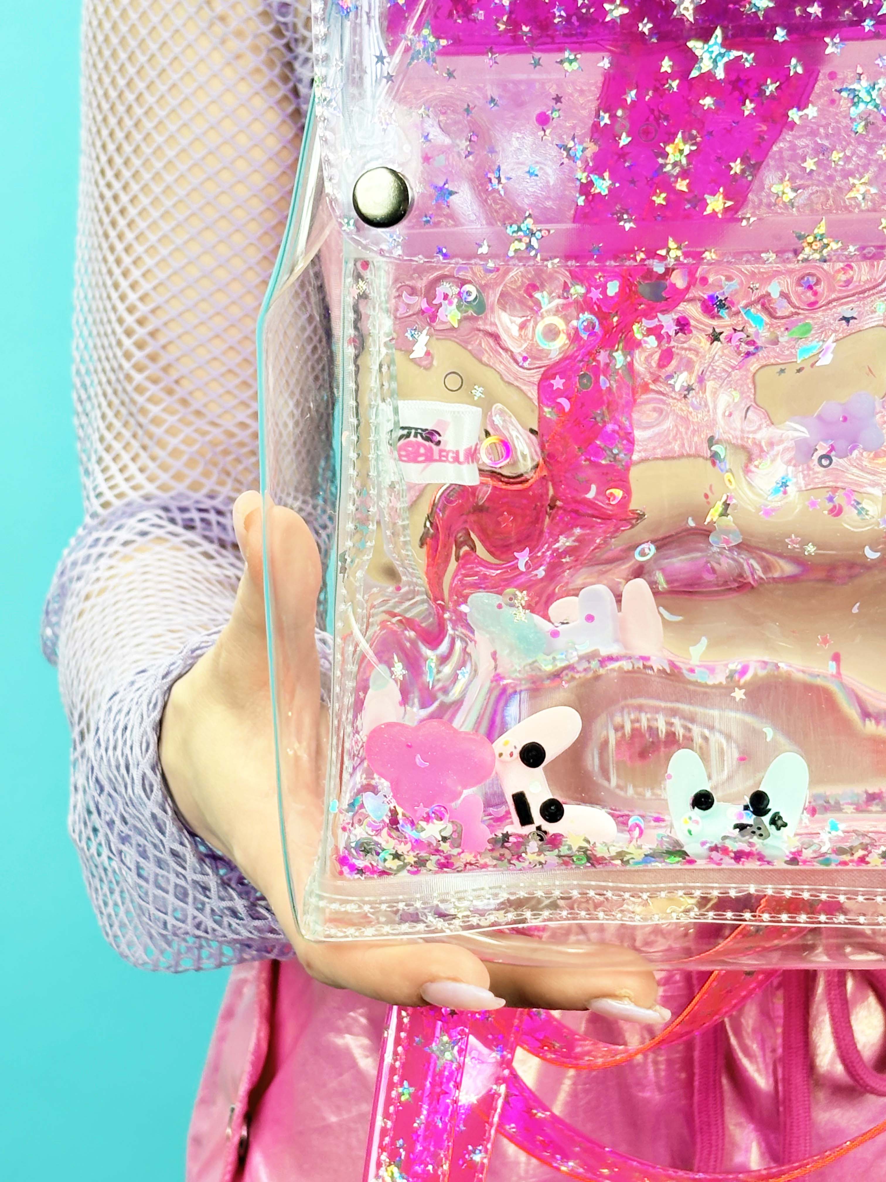 Liquid Glitter Bucket Backpack - Electric Dream Console - Electric Bubblegum