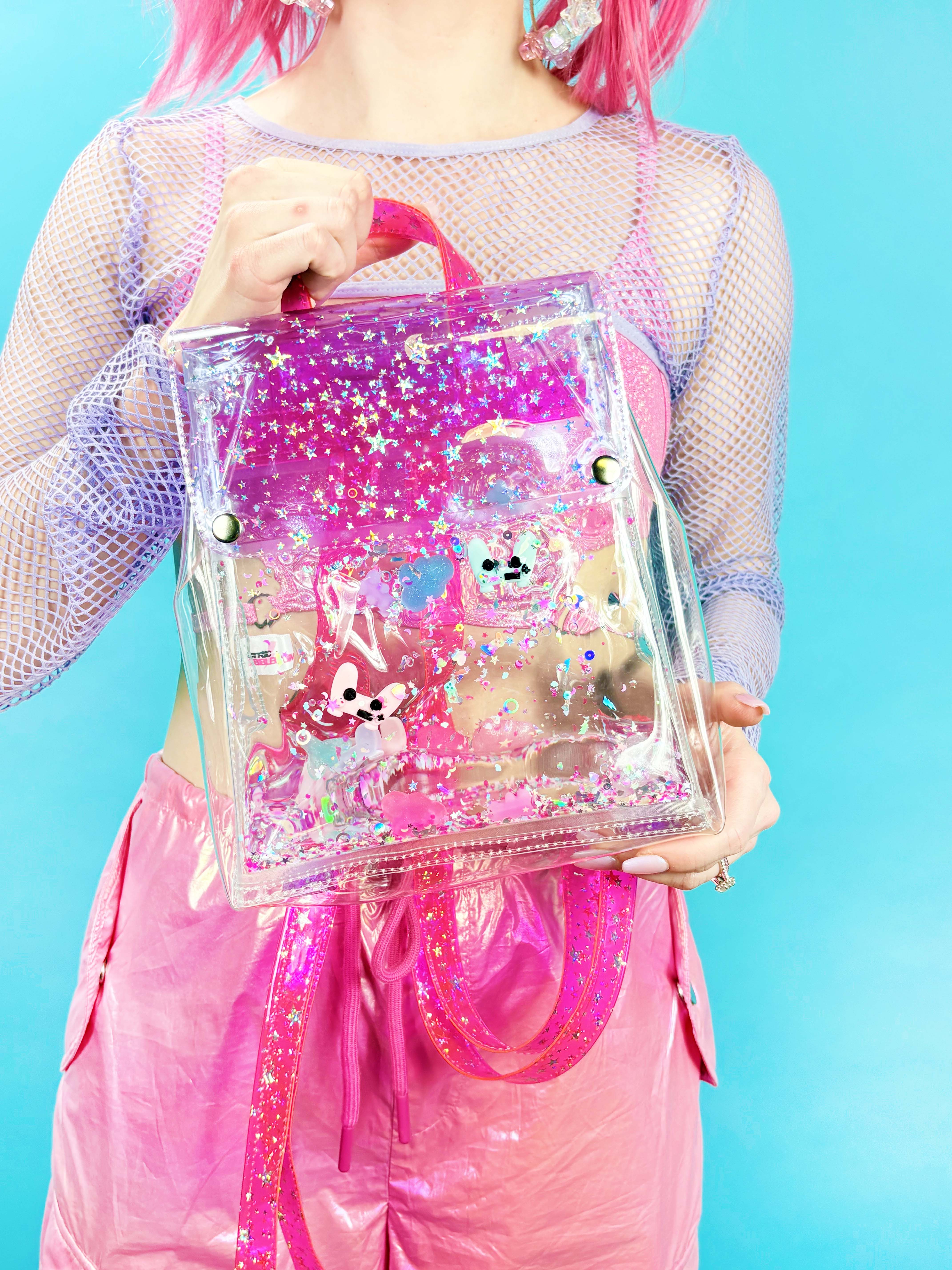 Liquid Glitter Bucket Backpack - Electric Dream Console - Electric Bubblegum