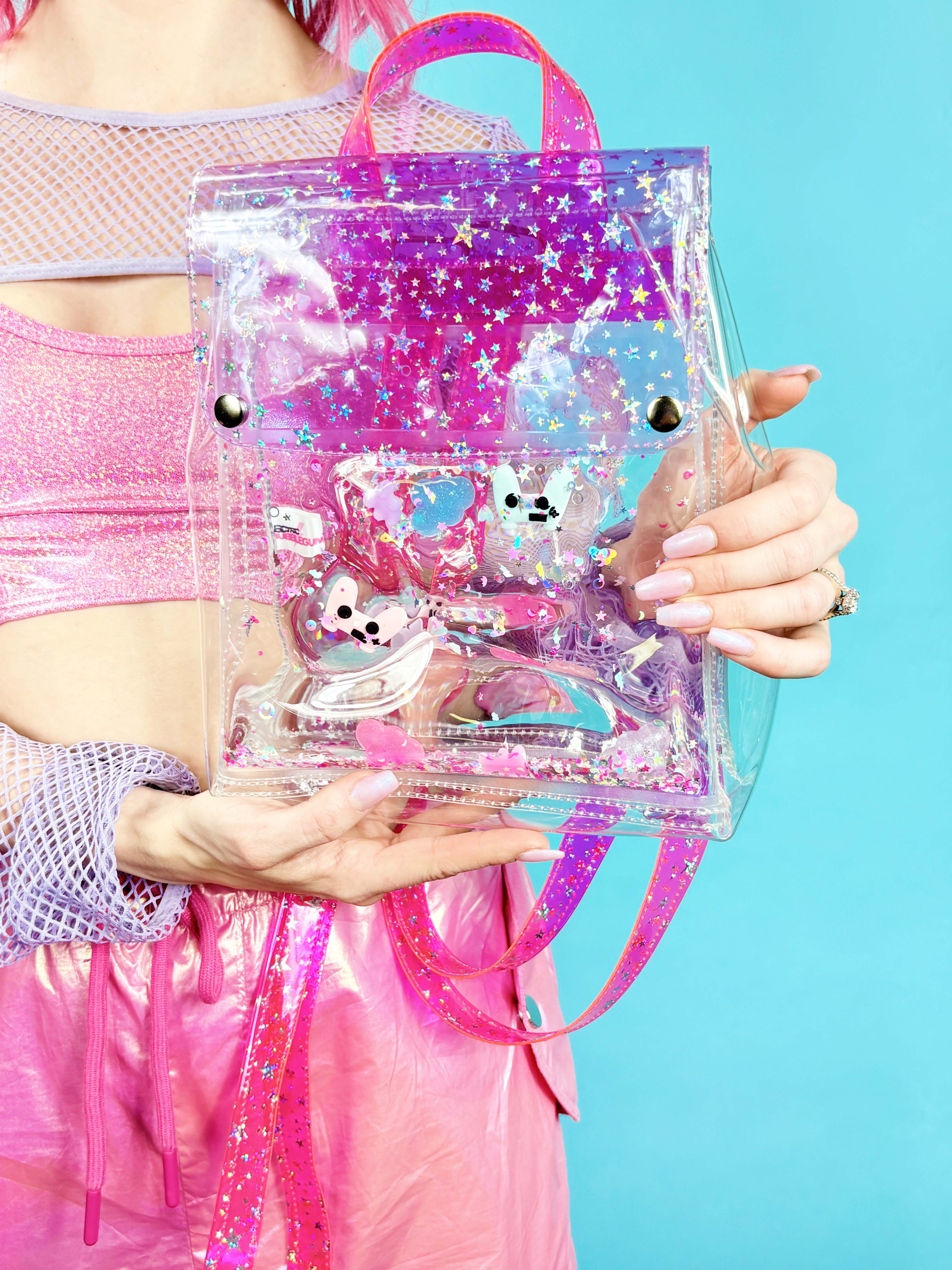 Liquid Glitter Bucket Backpack - Electric Dream Console - Electric Bubblegum