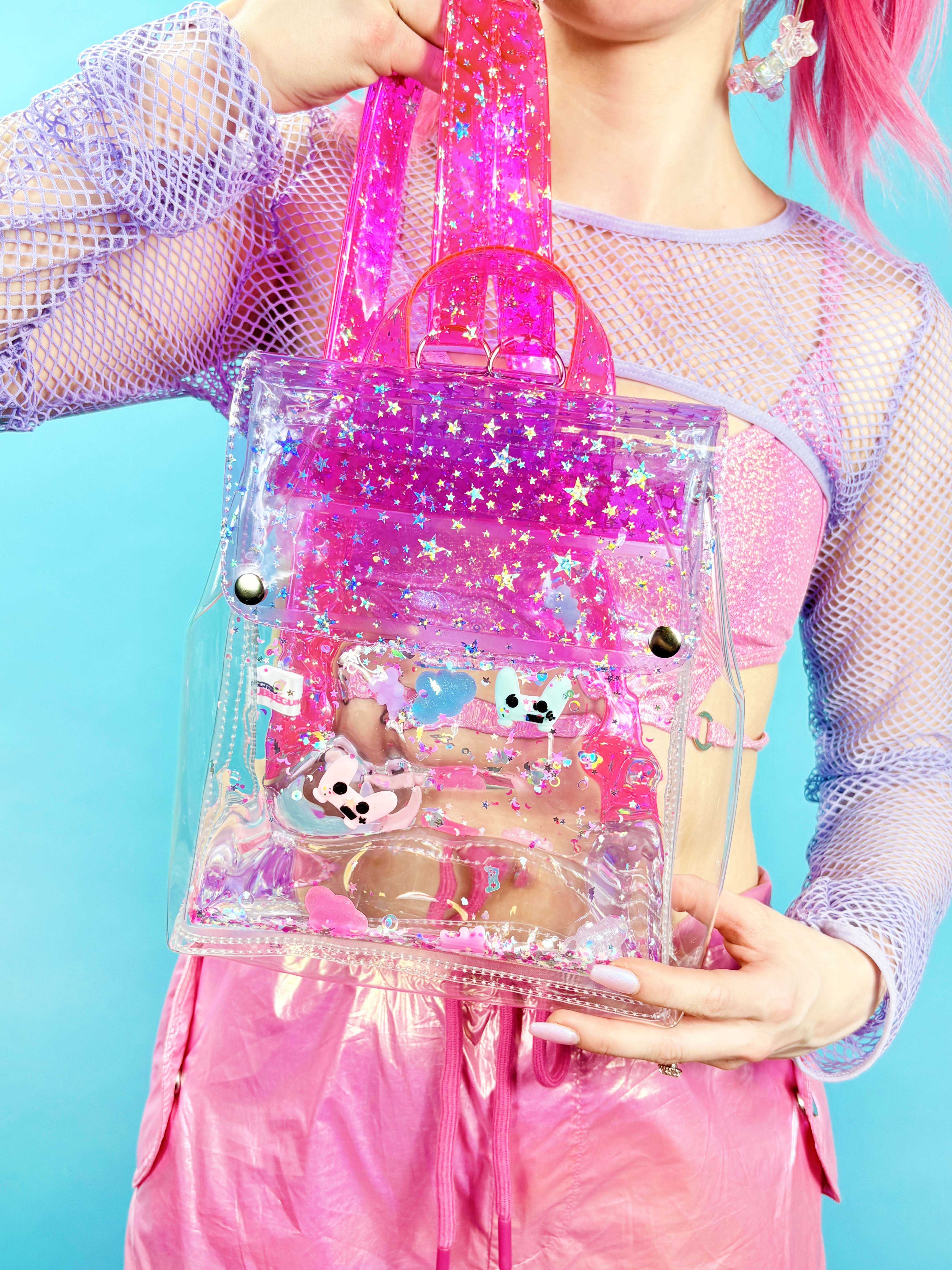 Liquid Glitter Bucket Backpack - Electric Dream Console - Electric Bubblegum