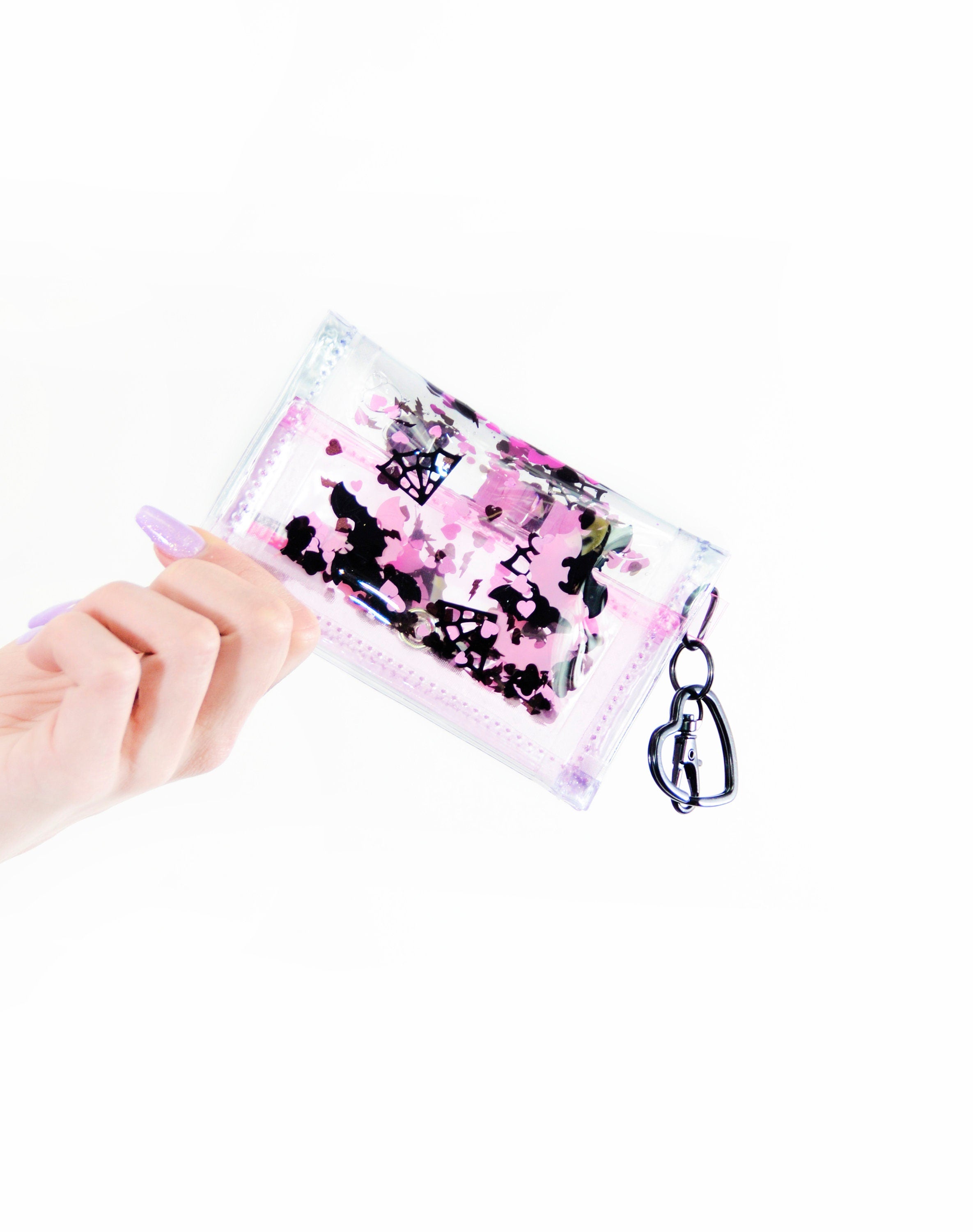 Liquid Glitter Tiny Wallet - Sweetly Spooky - Electric Bubblegum