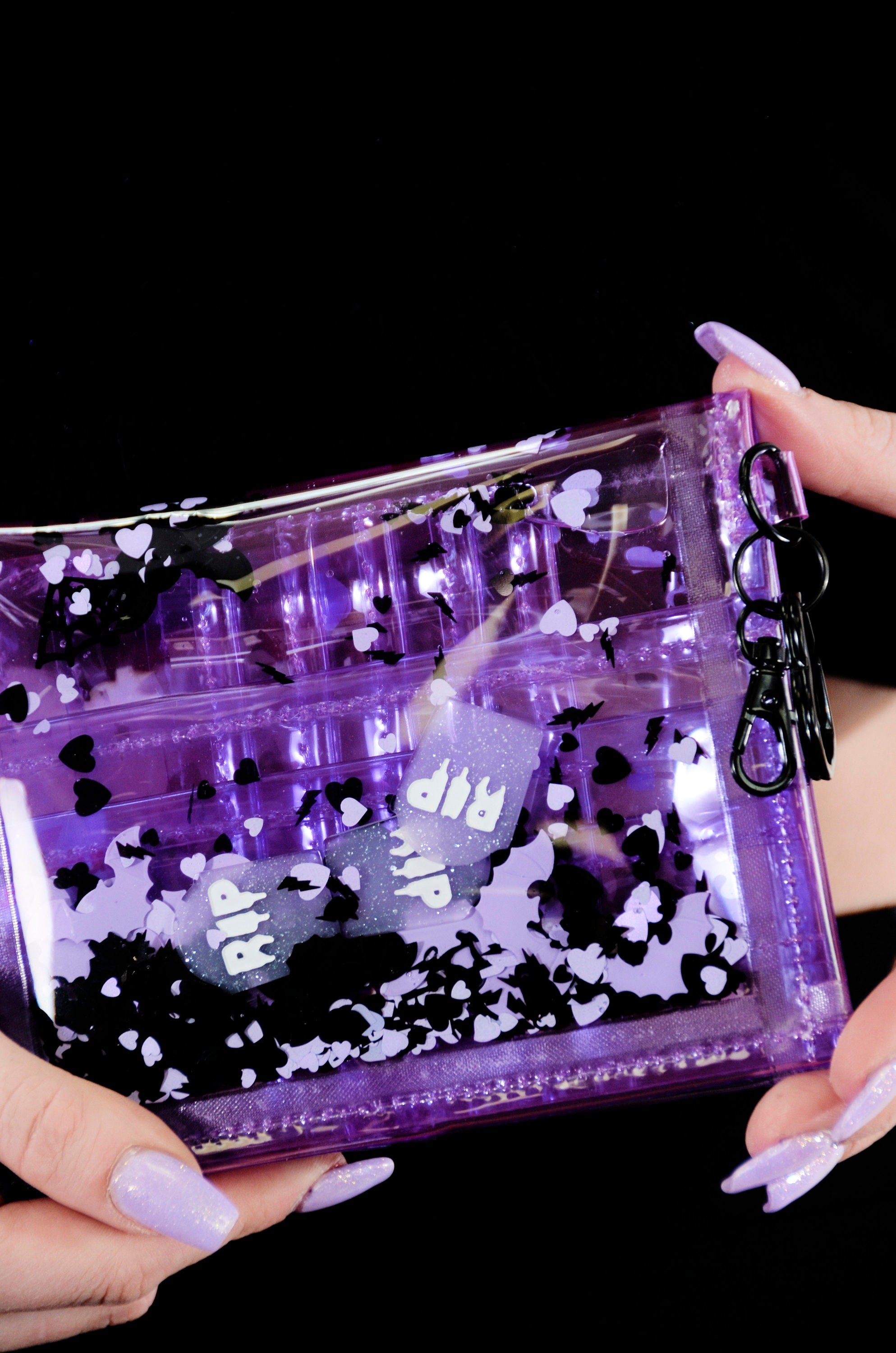 Liquid Glitter Mini Wallet - Graveyard Cutie - Electric Bubblegum