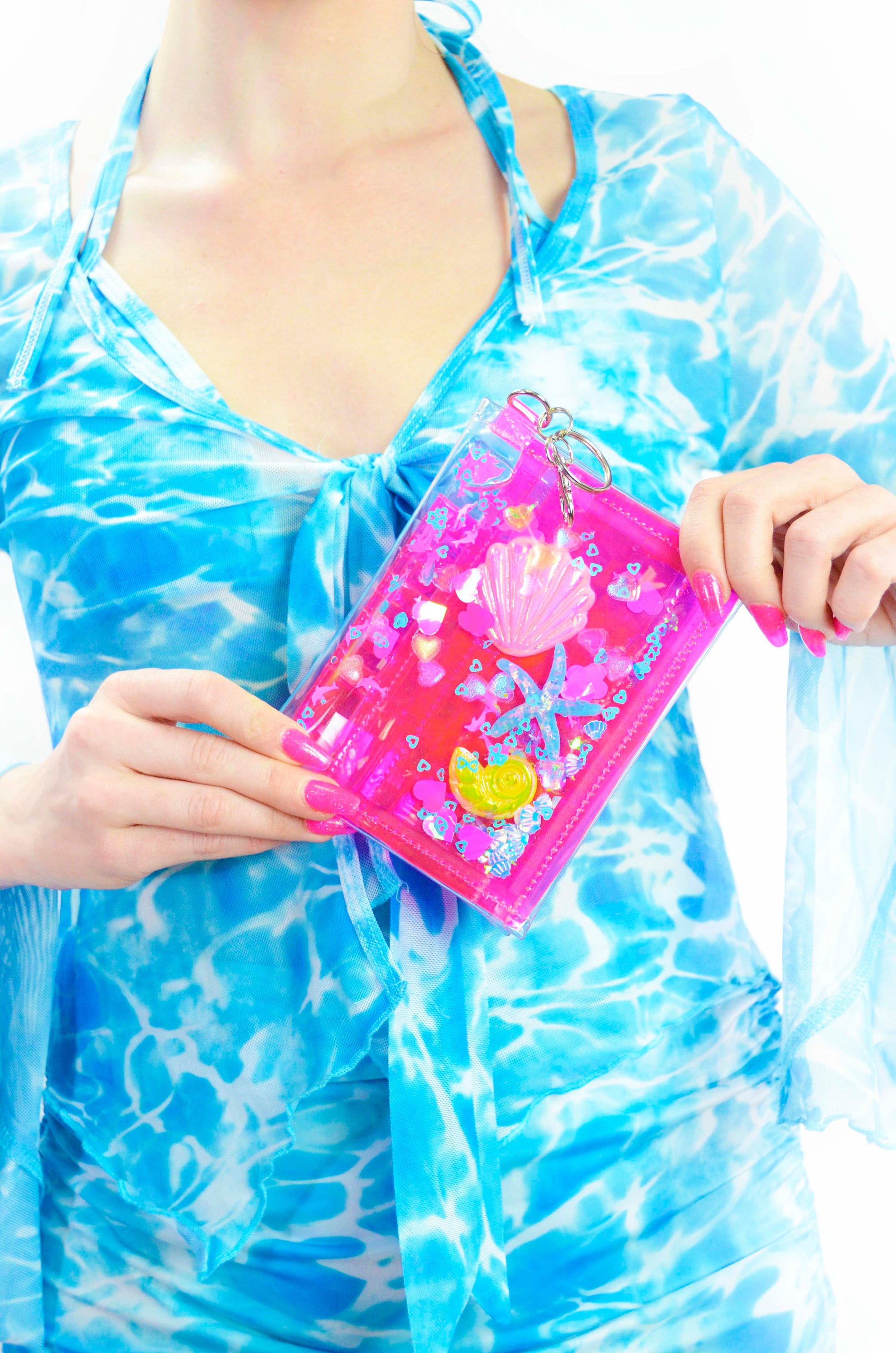 Liquid Glitter Mini Wallet - Soak Up the Sun - Electric Bubblegum