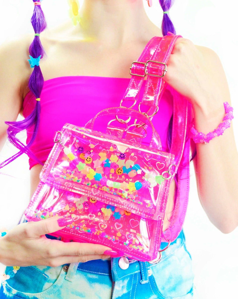 Liquid Glitter Doll Backpack - Kandi Girl - Electric Bubblegum