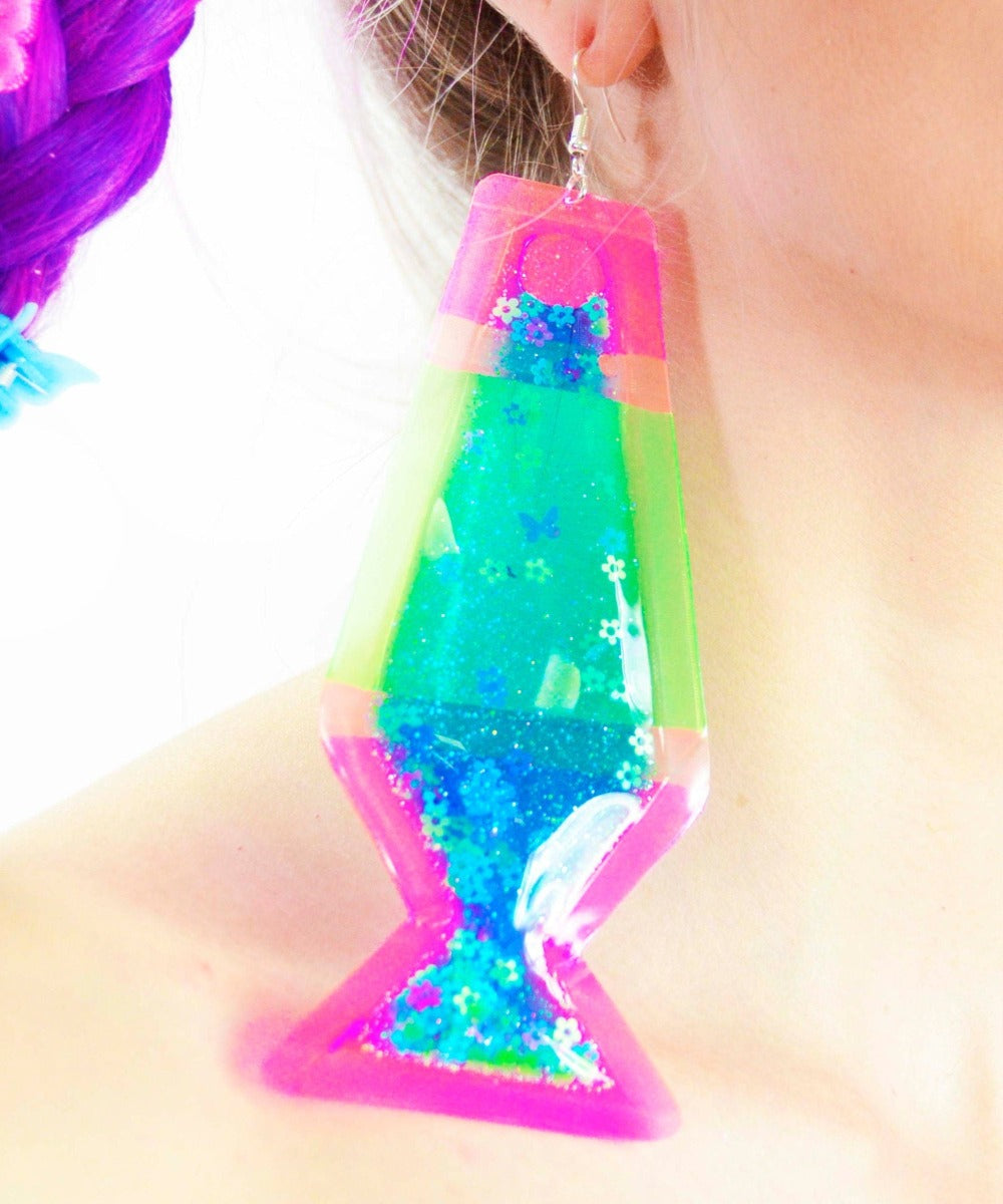 Glitter Goo Lava Lamp Earrings - Neon Daze - Electric Bubblegum