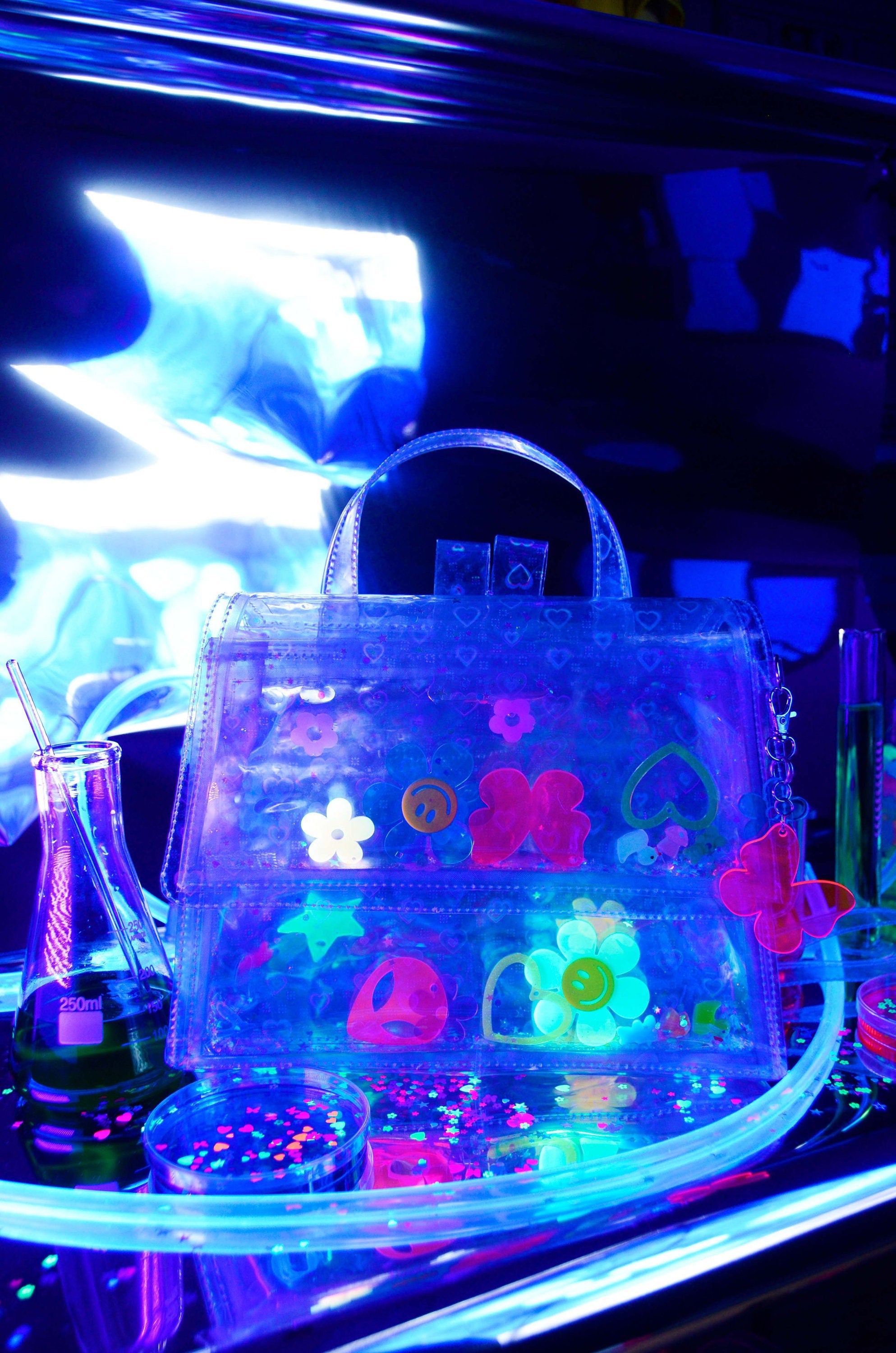 Liquid Glitter Large Doll Backpack - Rainbow Rave - Electric Bubblegum