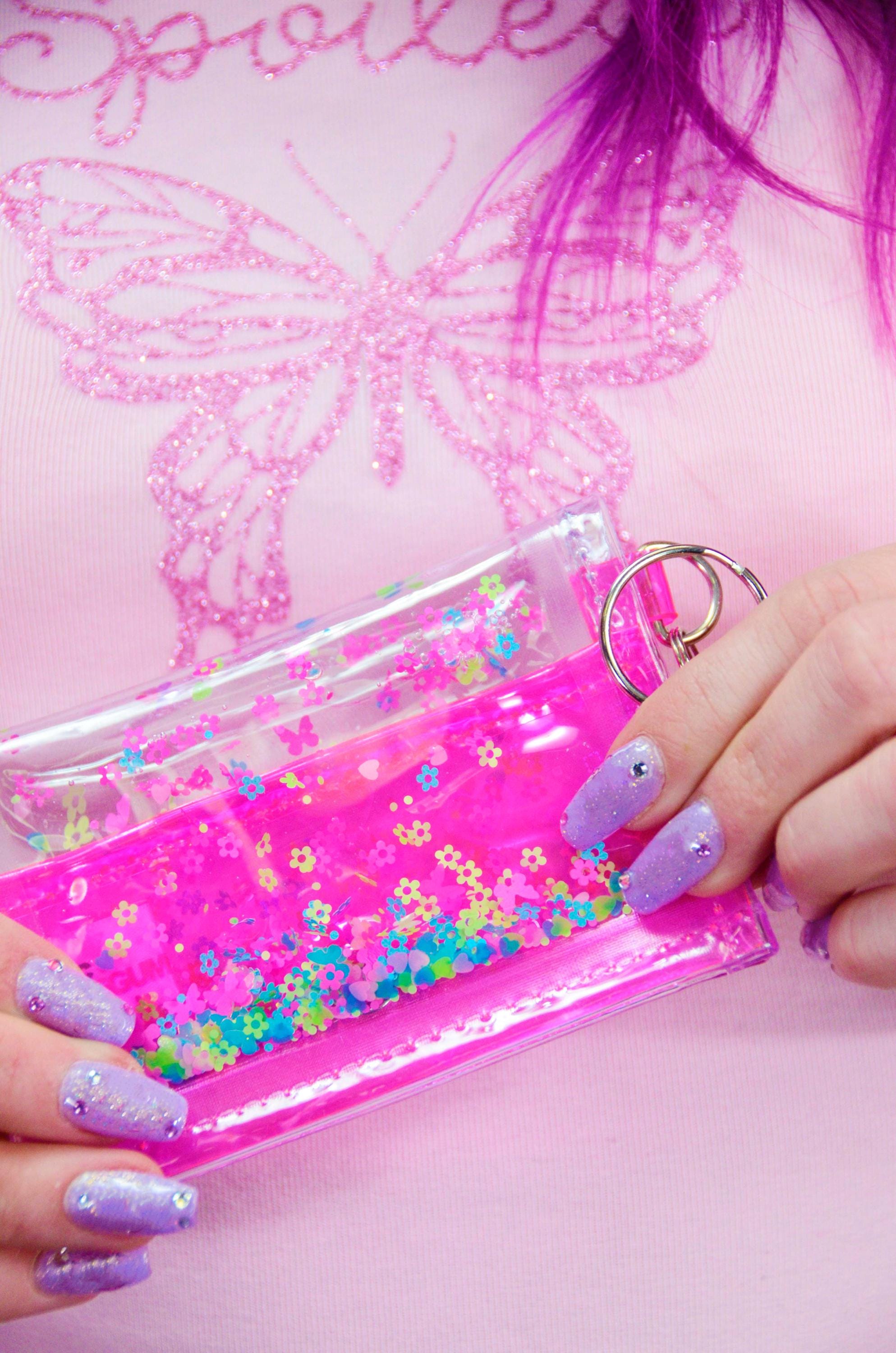 Liquid Glitter Tiny Wallet - Neon Daze