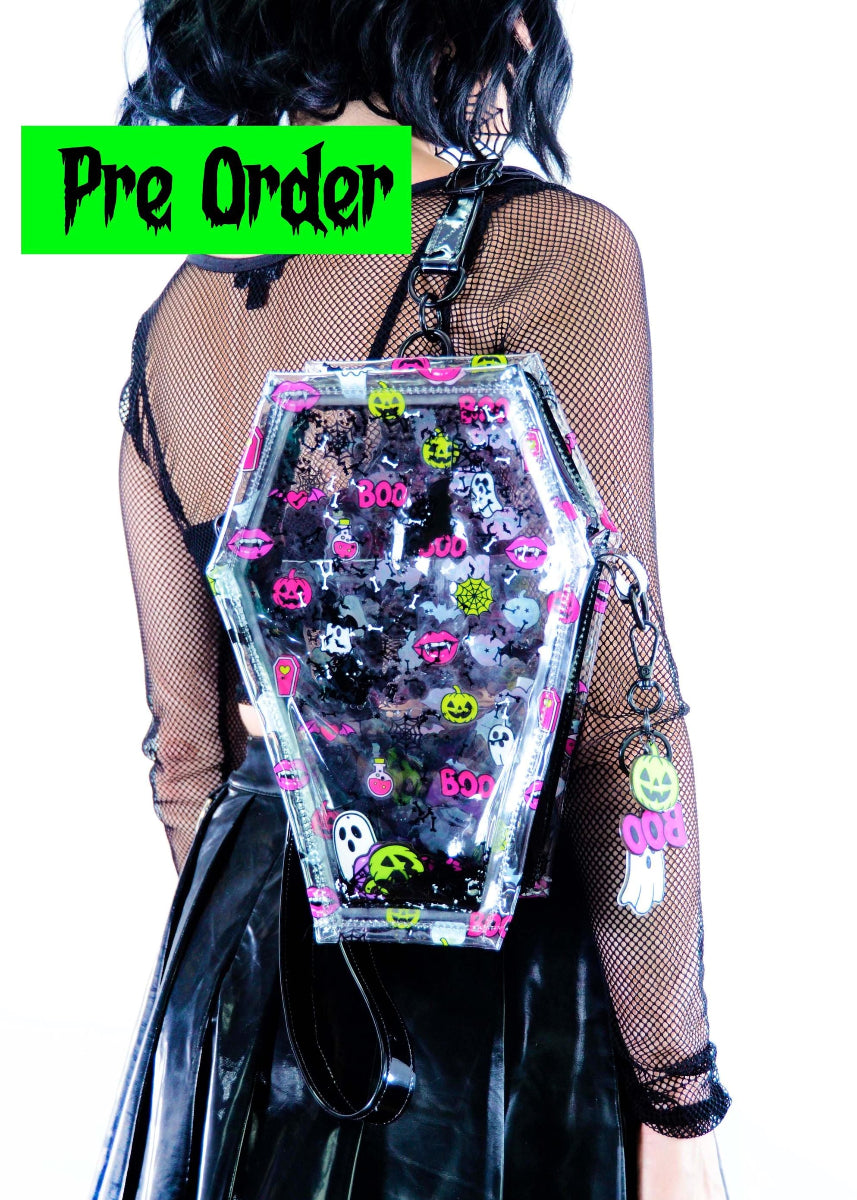 Liquid Glitter 2 in 1 Backpack/ Crossbody Purse - Neon Nightmares - Electric Bubblegum