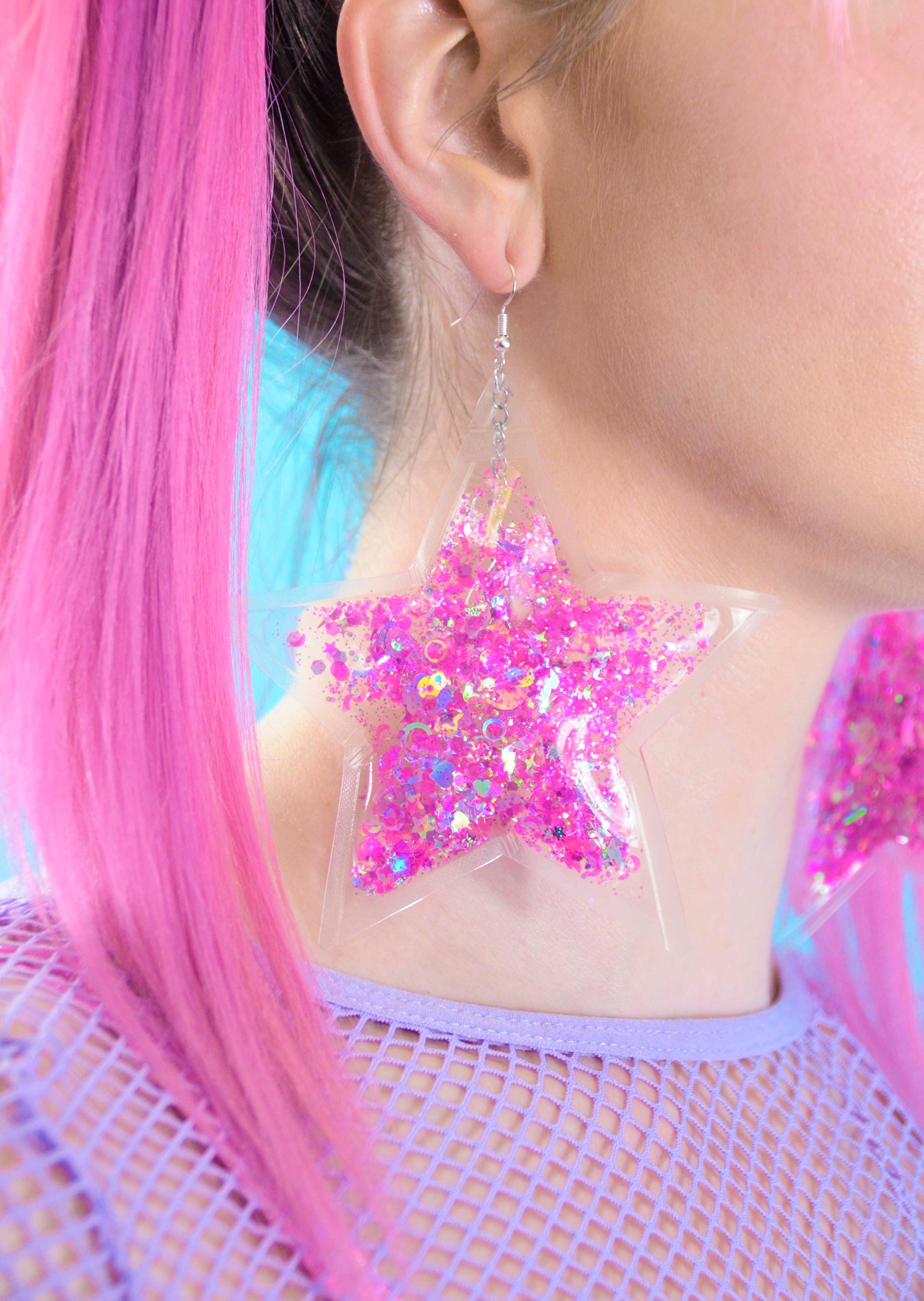 Glitter Goo Star Earrings – Cyberspace Cutie